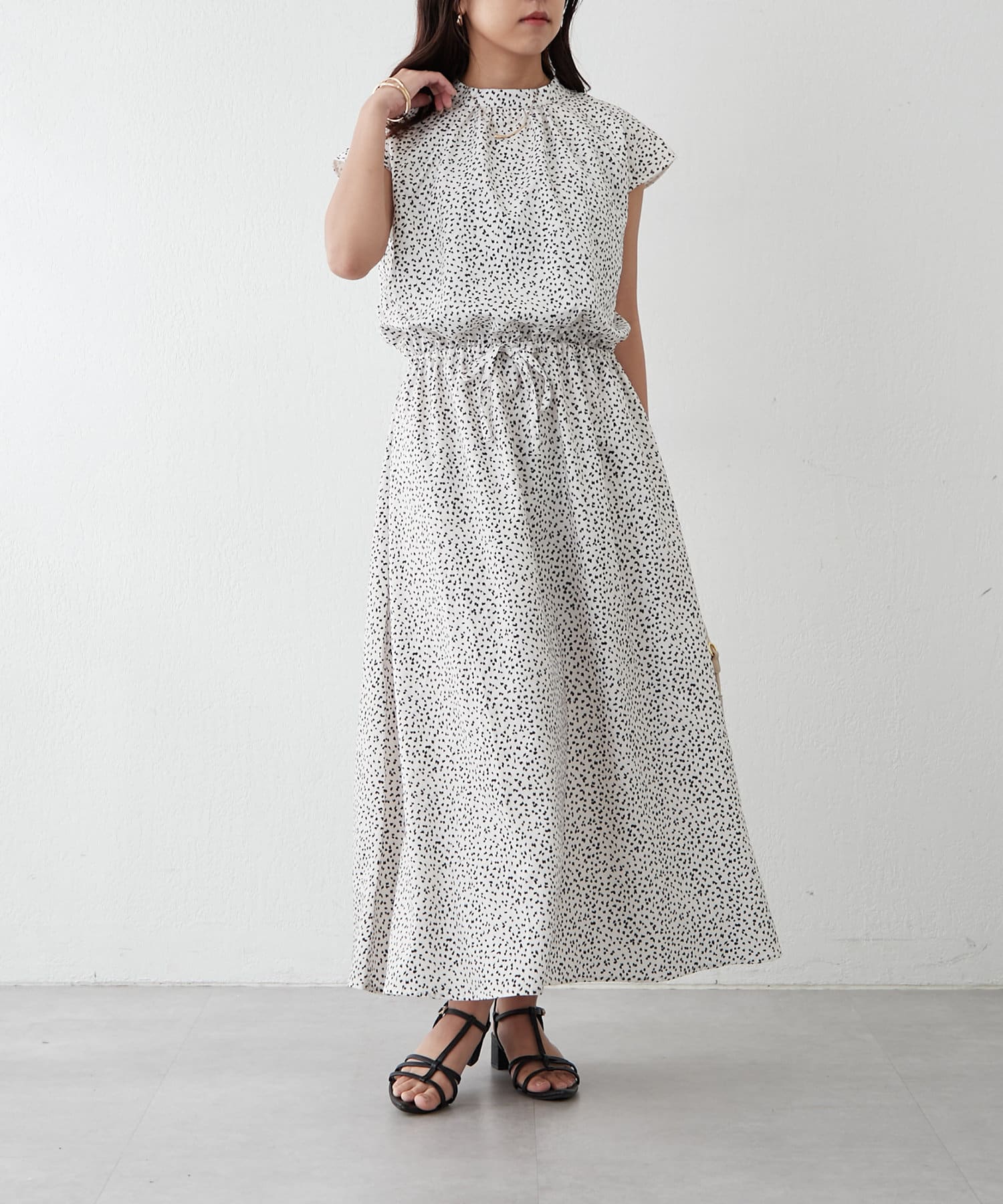 ワンピース nao nao】フレンチスリーブ柄ワンピース | Remind me and forever