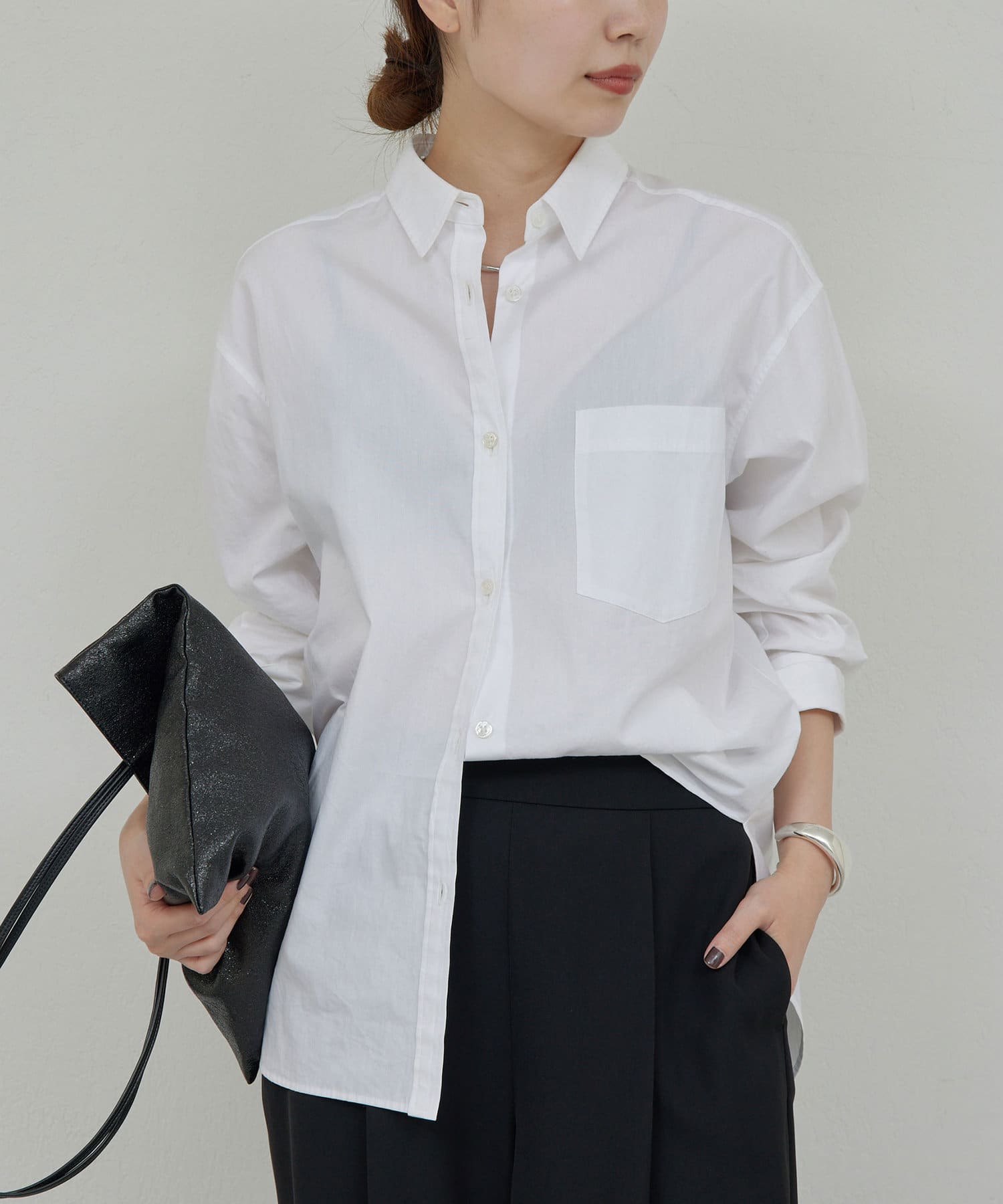 美品　GALLARDAGALANTE ベーシックオーバーシャツ ホワイト　F セール】ベーシックオーバーシャツ（シャツ/ブラウス