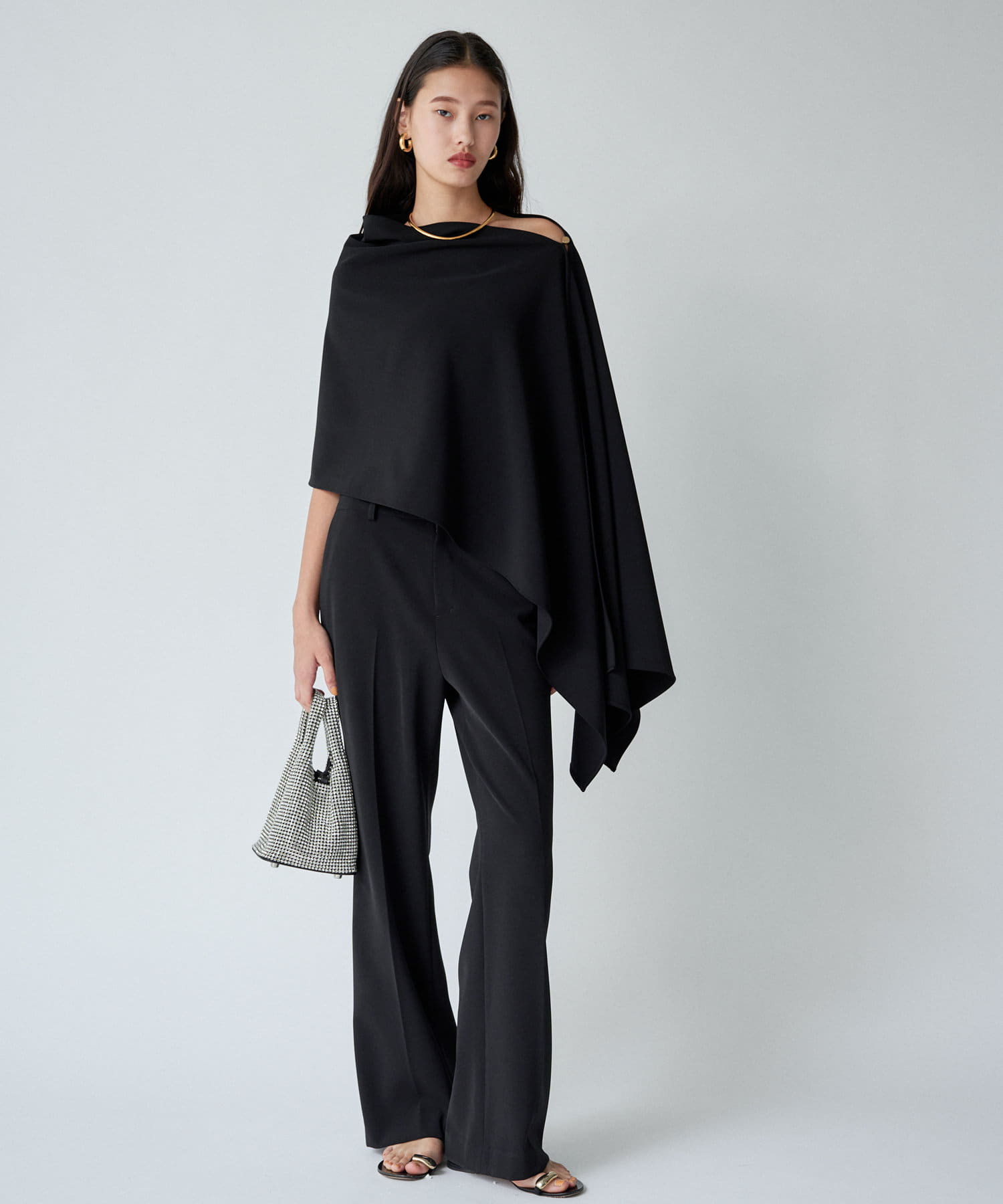 TO BE CHIC✨ドレープリブチェニック　ブラック　ケープ TO BE CHIC✨ドレープリブチェニックブラックケープ