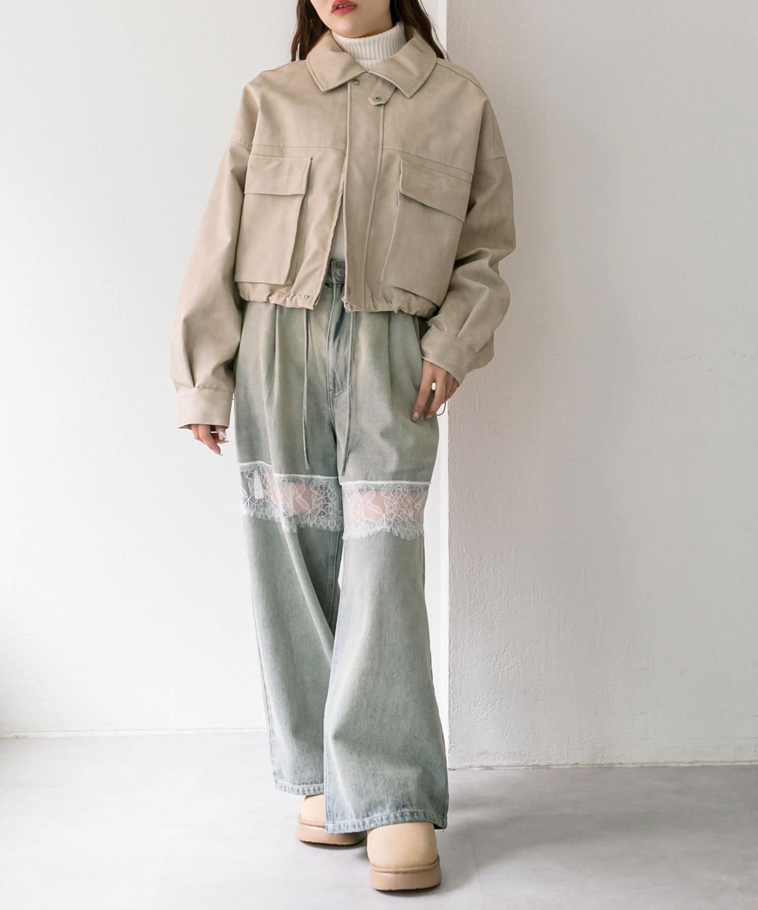 S/Mサイズ展開】レース切替デニムパンツ | OLIVE des OLIVE