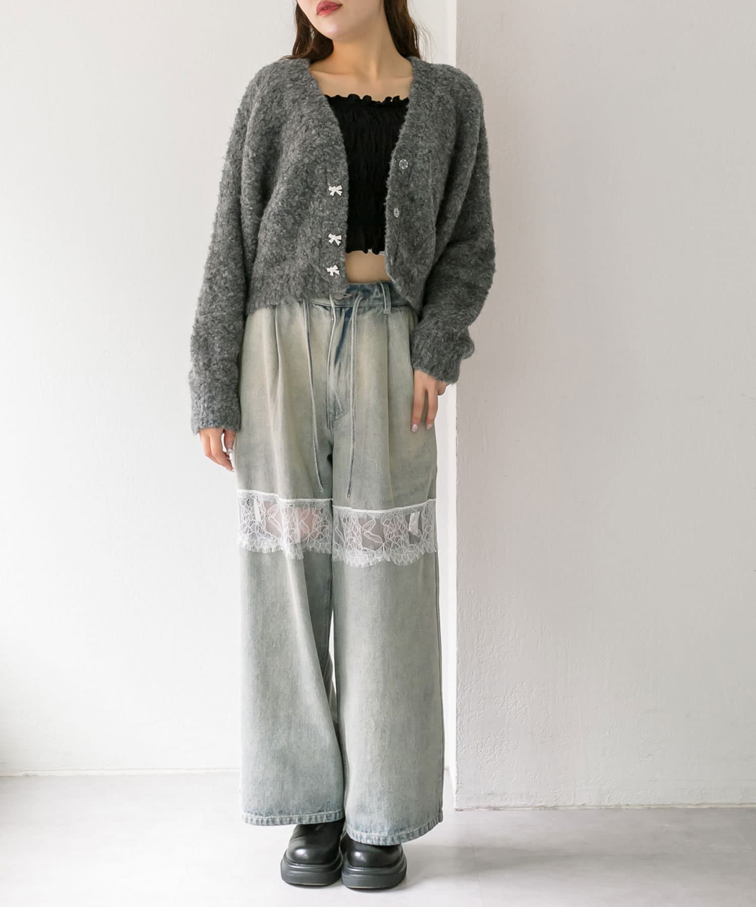 レース切替デニムパンツ　1042030070 S/Mサイズ展開】レース切替デニムパンツ | OLIVE des OLIVE