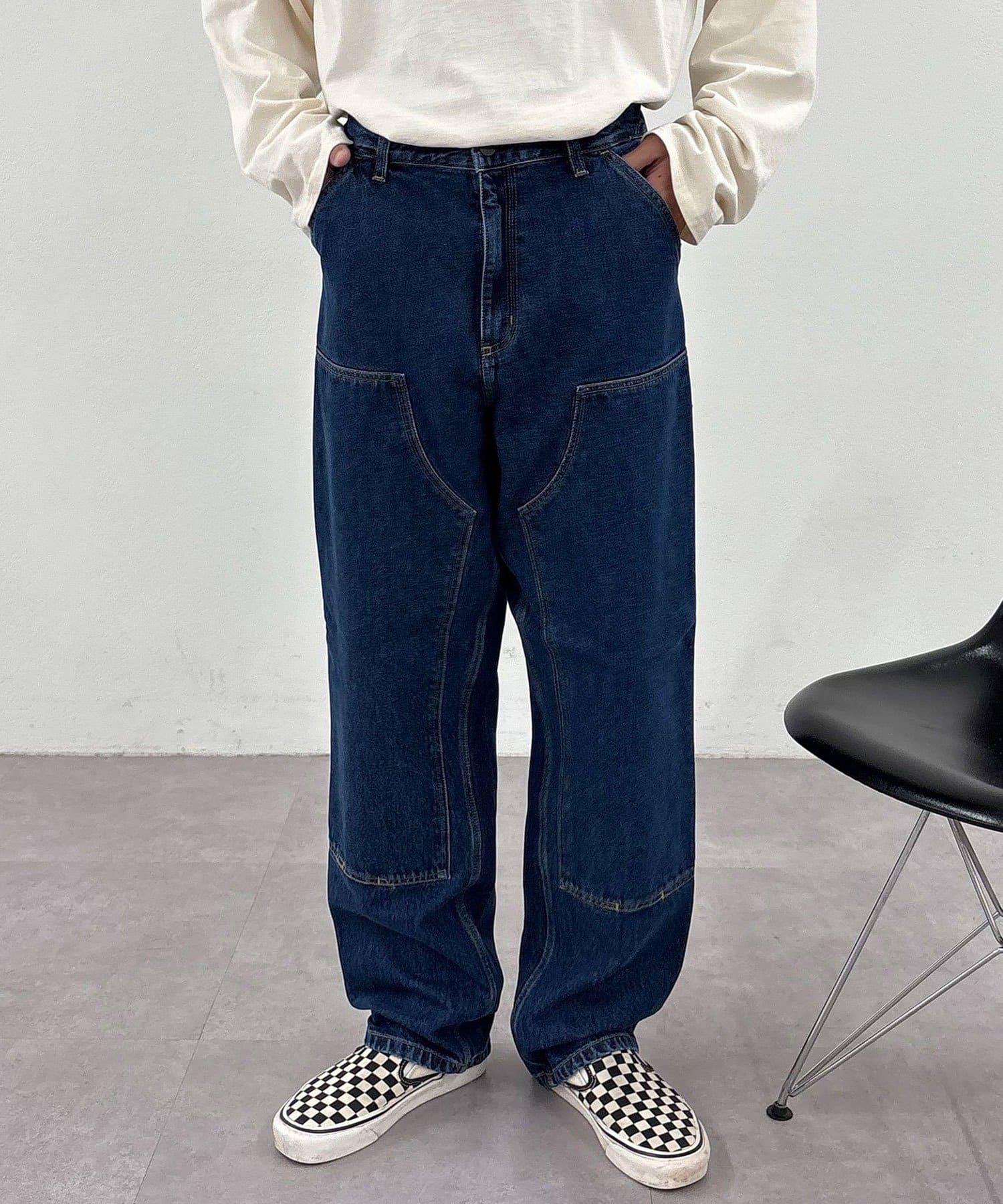 CIAOPANIC(チャオパニック) メンズ 【Carhartt WIP/カーハート ダブリューアイピー】DOUBLE KNEE PANT stone washed ブルー