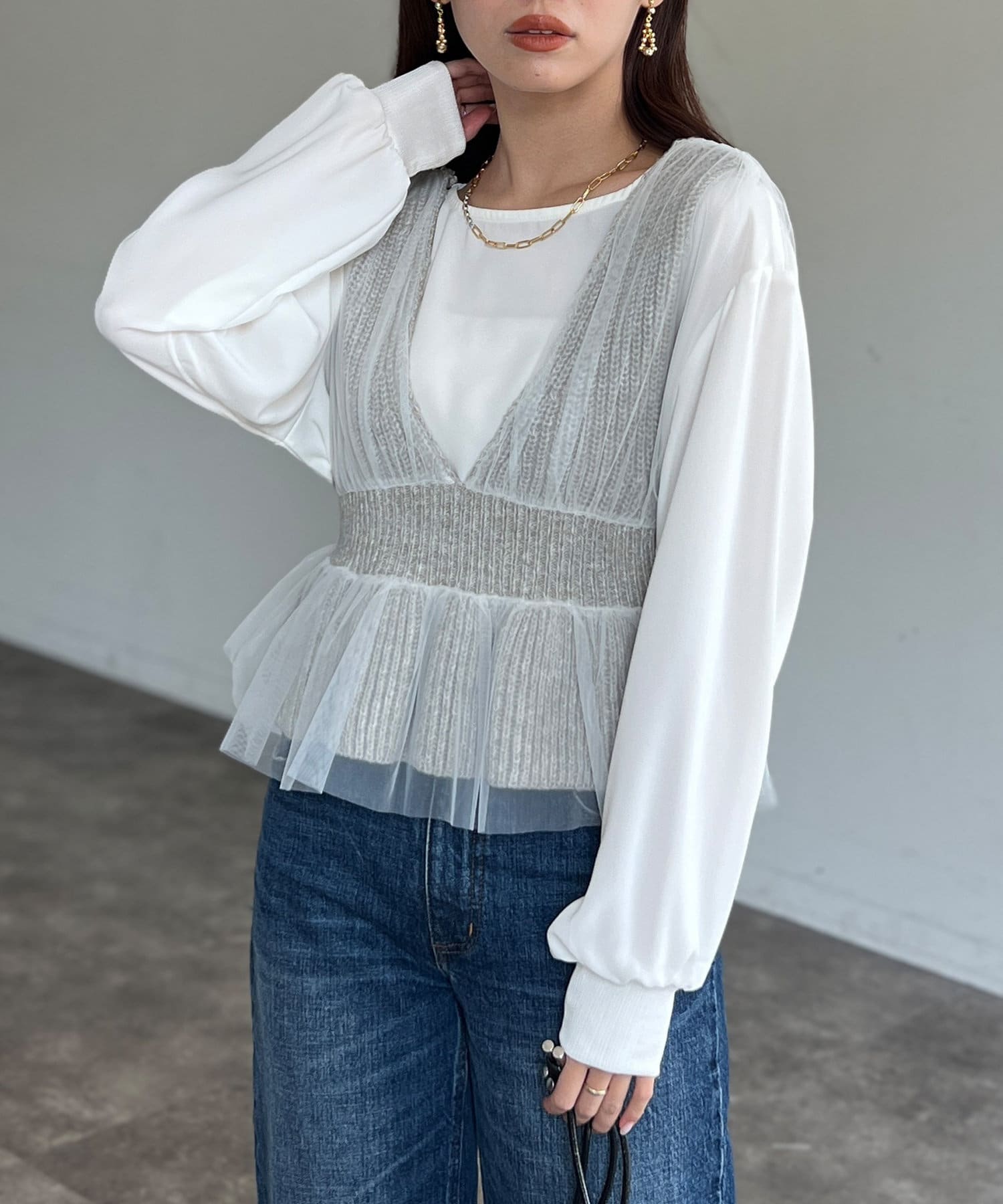 チュールレイヤードニットビスチェ | Chez toi(シェトワ)レディース