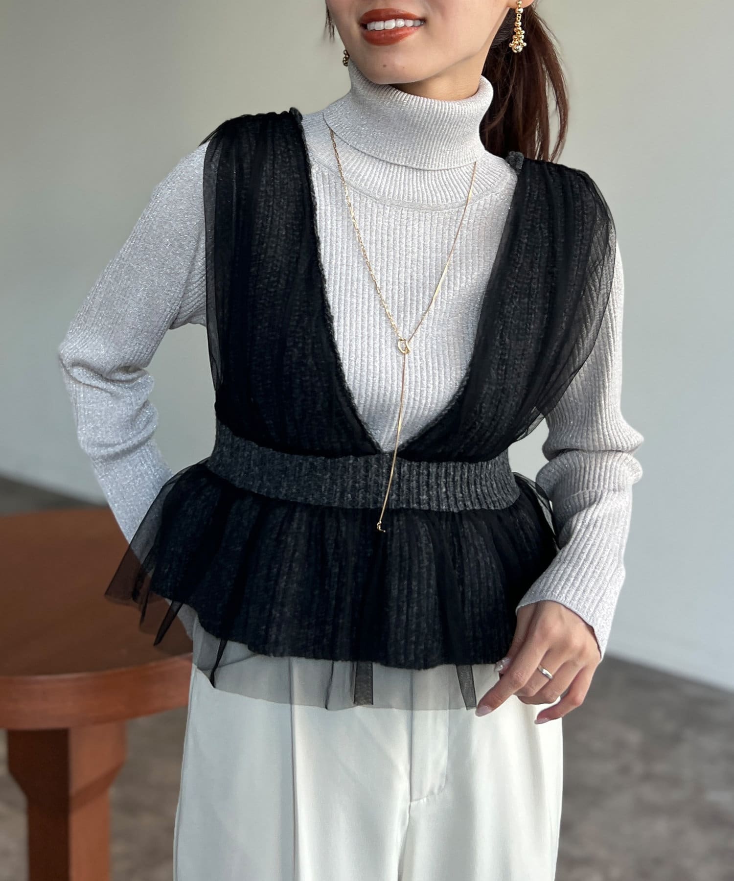 チュールレイヤードニットビスチェ | Chez toi(シェトワ)レディース