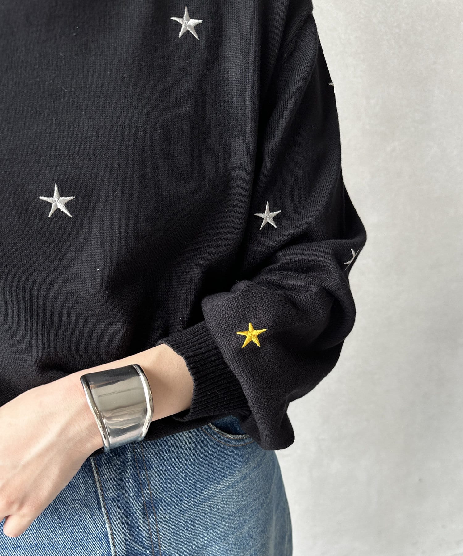 DOUDOU(ドゥドゥ) 【WEB限定】星刺繍ニット