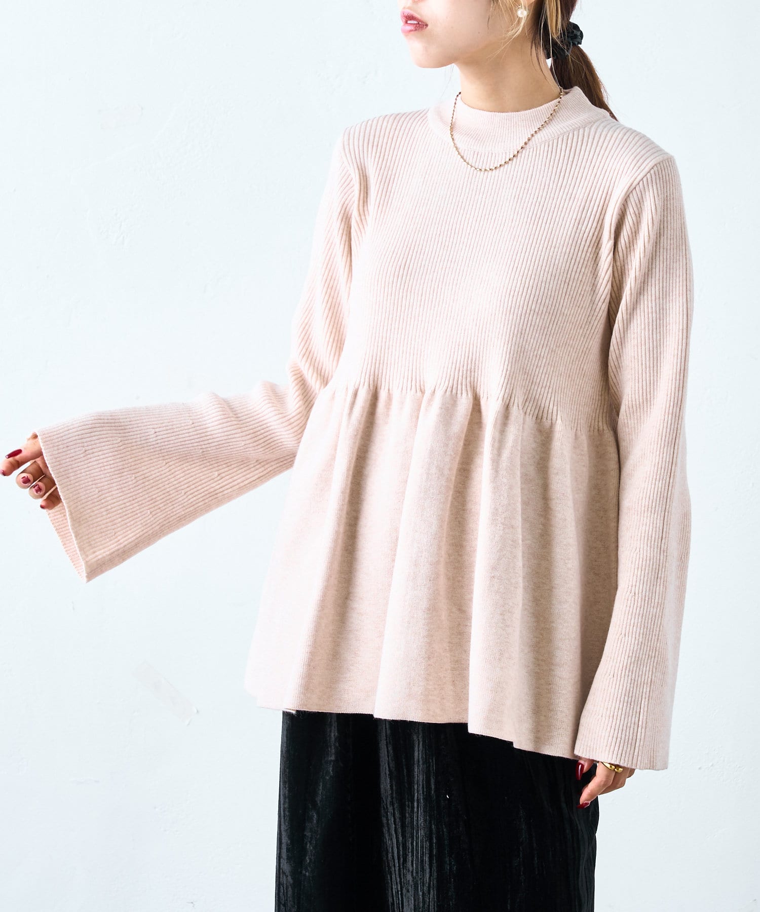 ペプラムニットプルオーバー | w closet(ダブルクローゼット
