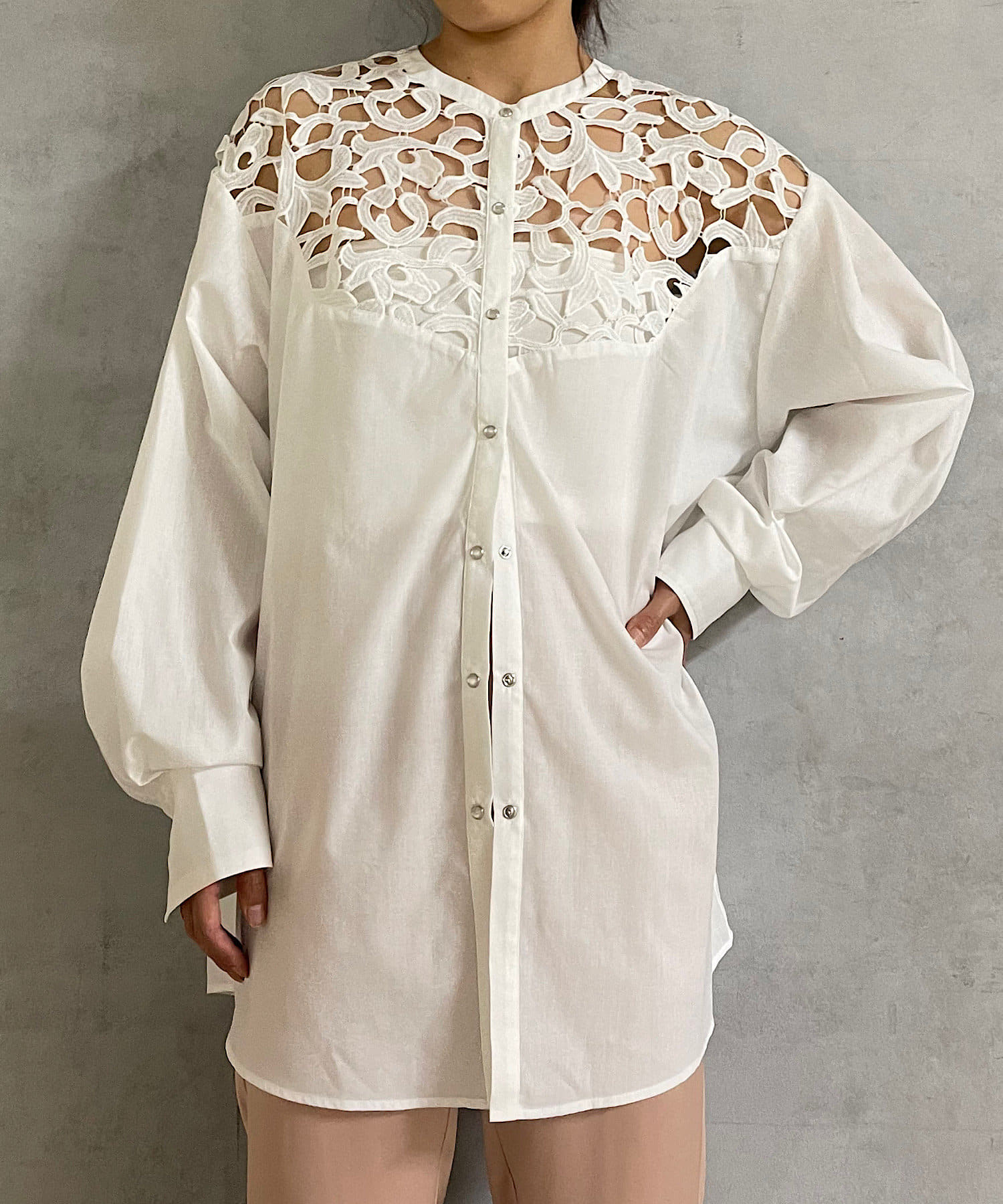 Pasterip(パセリ) Battenberg lace western shirt