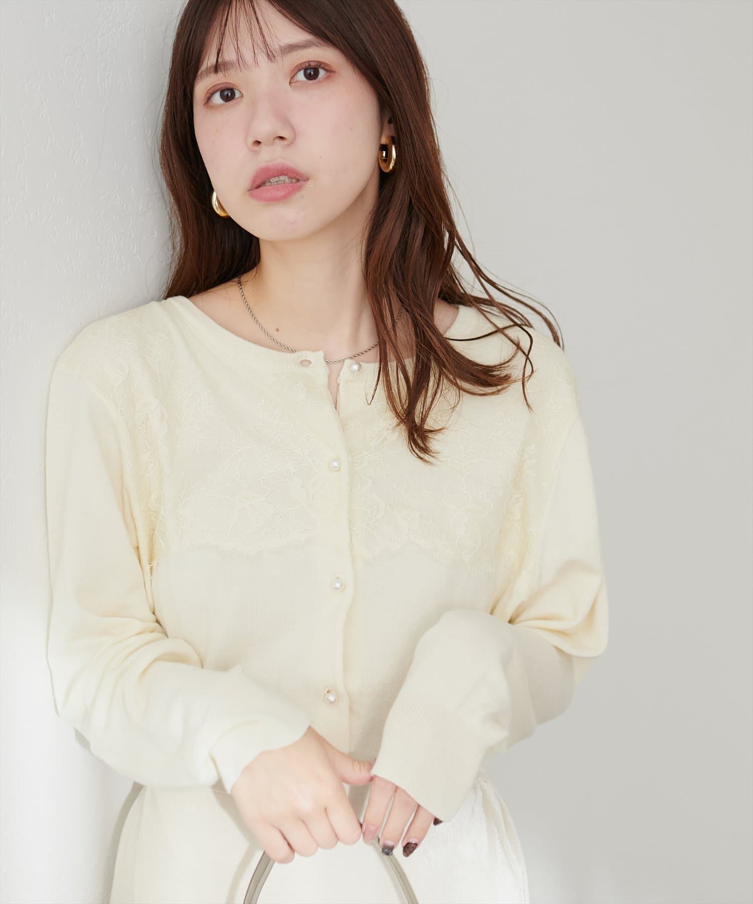 natural couture【レア】ニットカーディガン BIGボタン片畦ポリニットカーディガン | natural couture