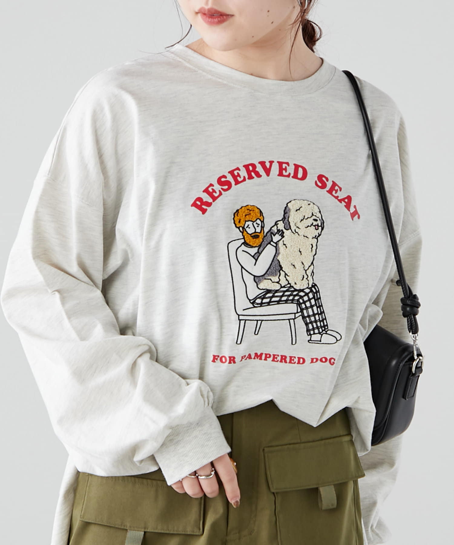 NICE CLAUP / OLIVE des OLIVE OUTLET(ナイスクラップ  / オリーブ デ オリーブ アウトレット) 【NUNIFE / WEB限定】オジワンコ相良刺繍BIGロンT