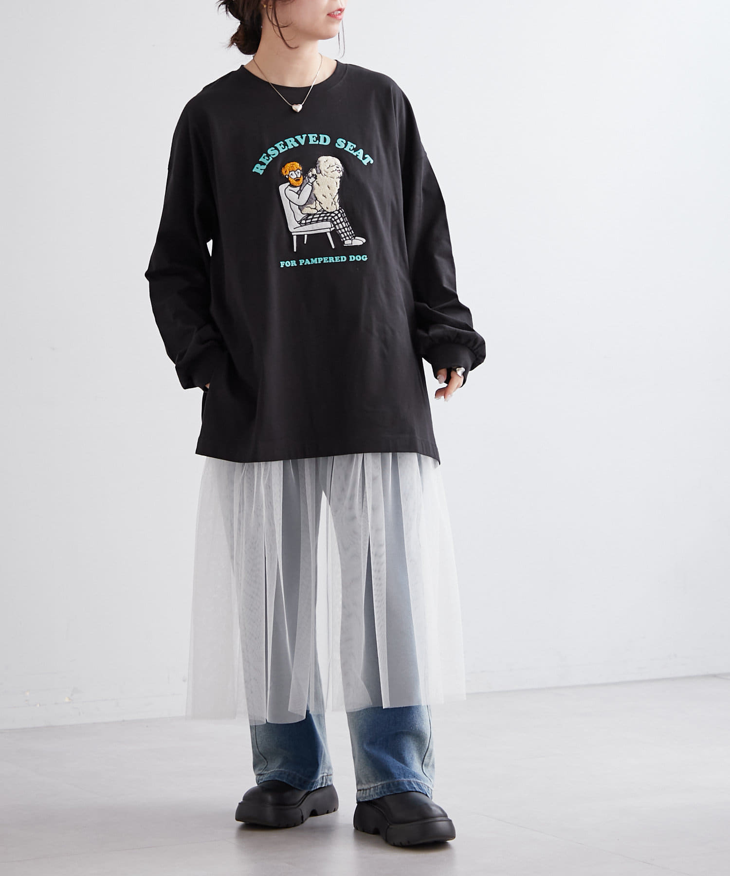 NICE CLAUP / OLIVE des OLIVE OUTLET(ナイスクラップ  / オリーブ デ オリーブ アウトレット) 【NUNIFE / WEB限定】オジワンコ相良刺繍BIGロンT