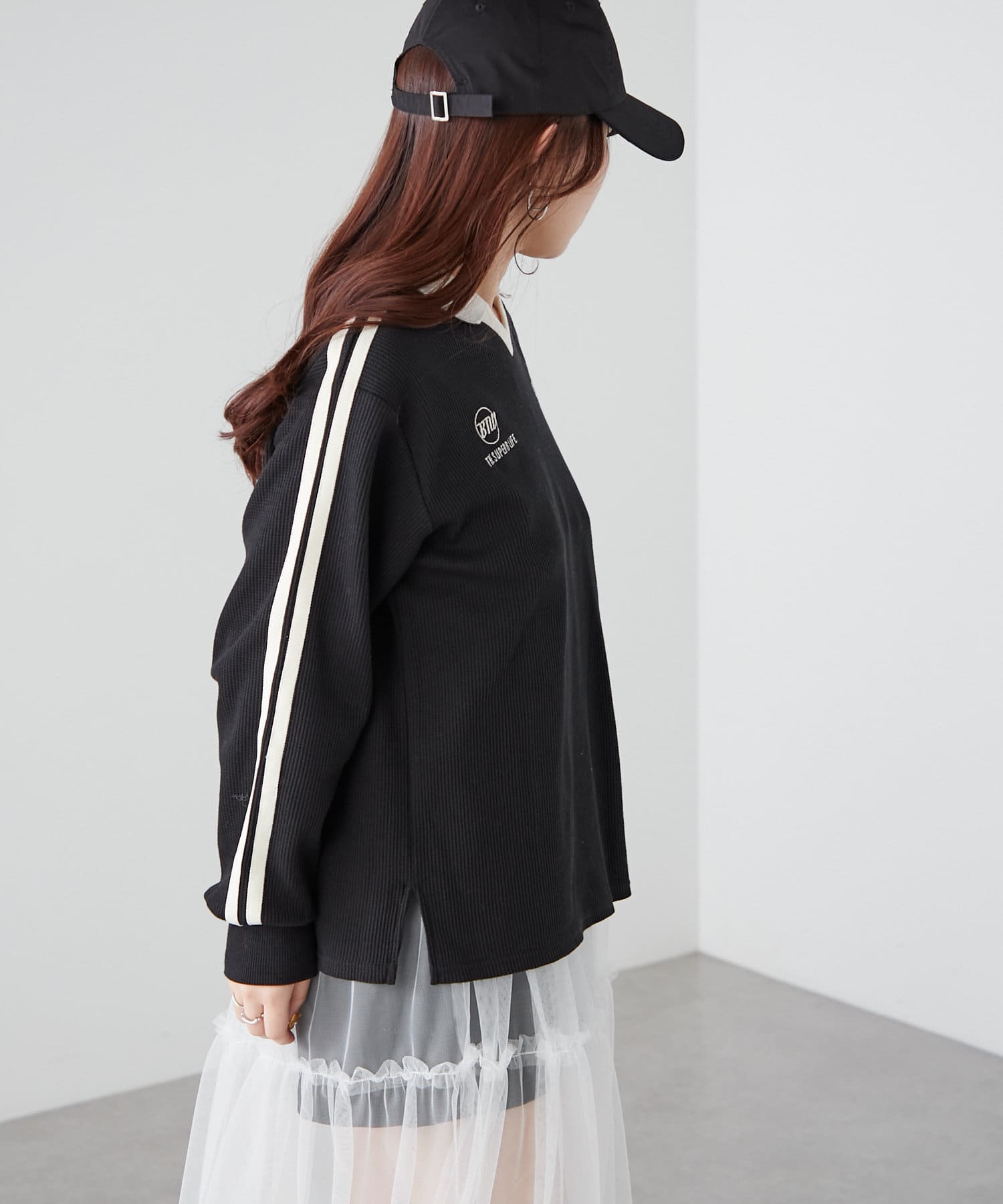 NICE CLAUP / OLIVE des OLIVE OUTLET(ナイスクラップ  / オリーブ デ オリーブ アウトレット) 【NUNIFE / WEB限定】 袖ラインゲームシャツ