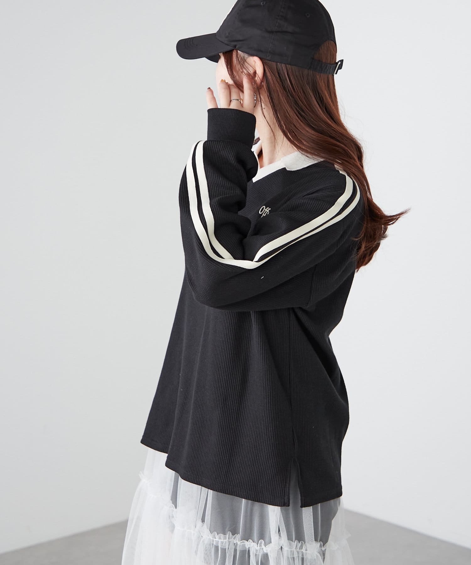 NICE CLAUP / OLIVE des OLIVE OUTLET(ナイスクラップ  / オリーブ デ オリーブ アウトレット) 【NUNIFE / WEB限定】 袖ラインゲームシャツ