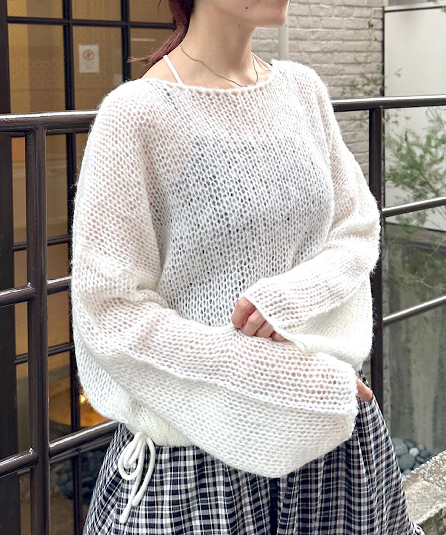 リボンページ w closet】裾リボンシアーニット | OUTLET(アウトレット