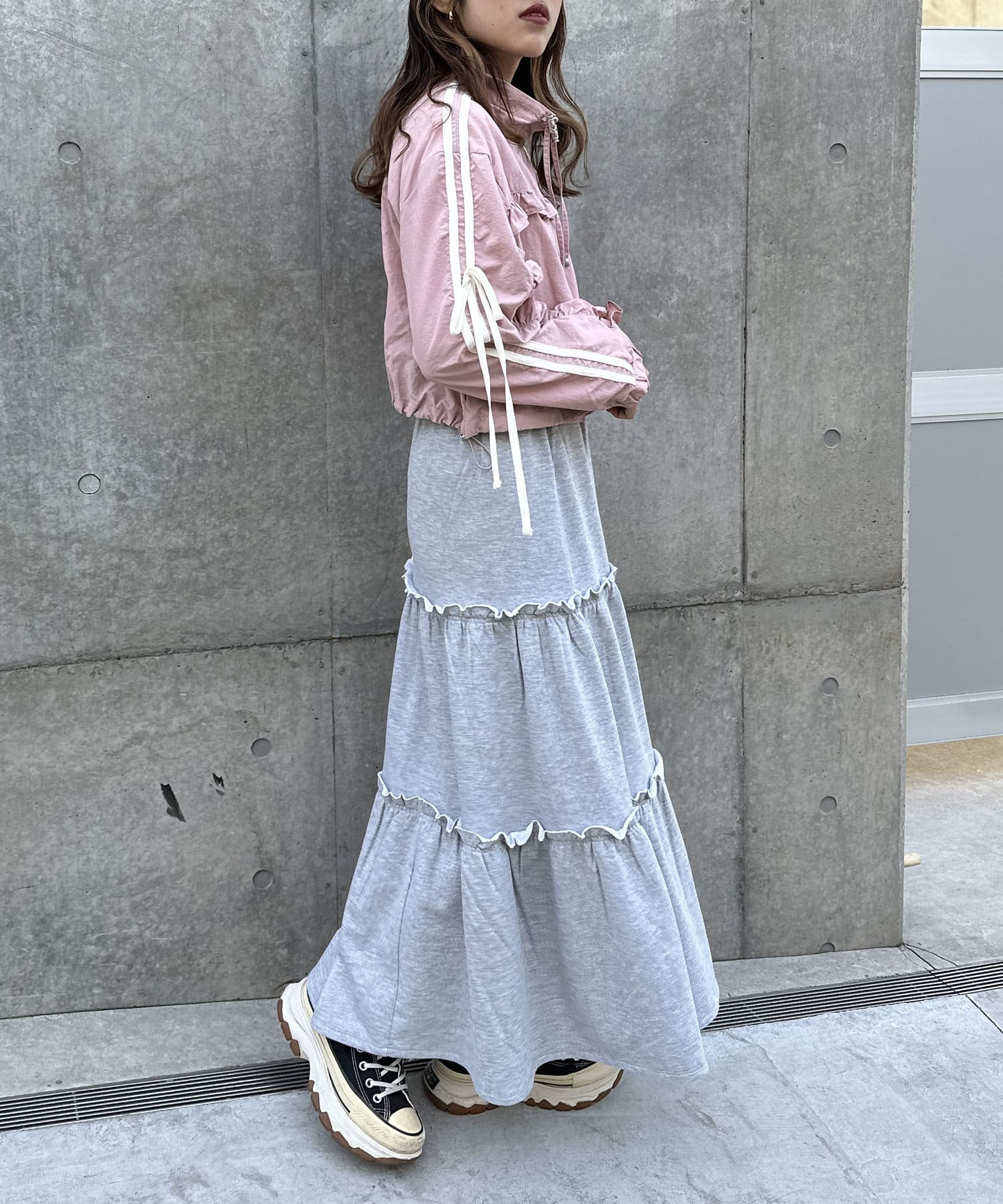 w closet(ダブルクローゼット) 【大人気アウター/２サイズ展開】フリルラインジャケット