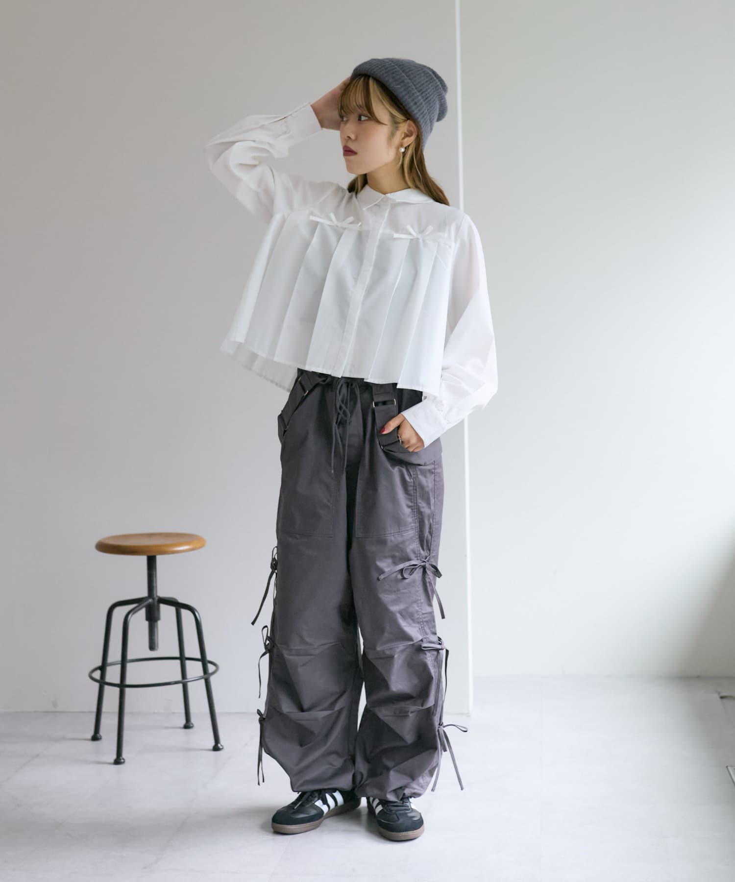 リボンプリーツシャツ | w closet(ダブルクローゼット リボンプリーツシャツ | w closet(ダブルクローゼット