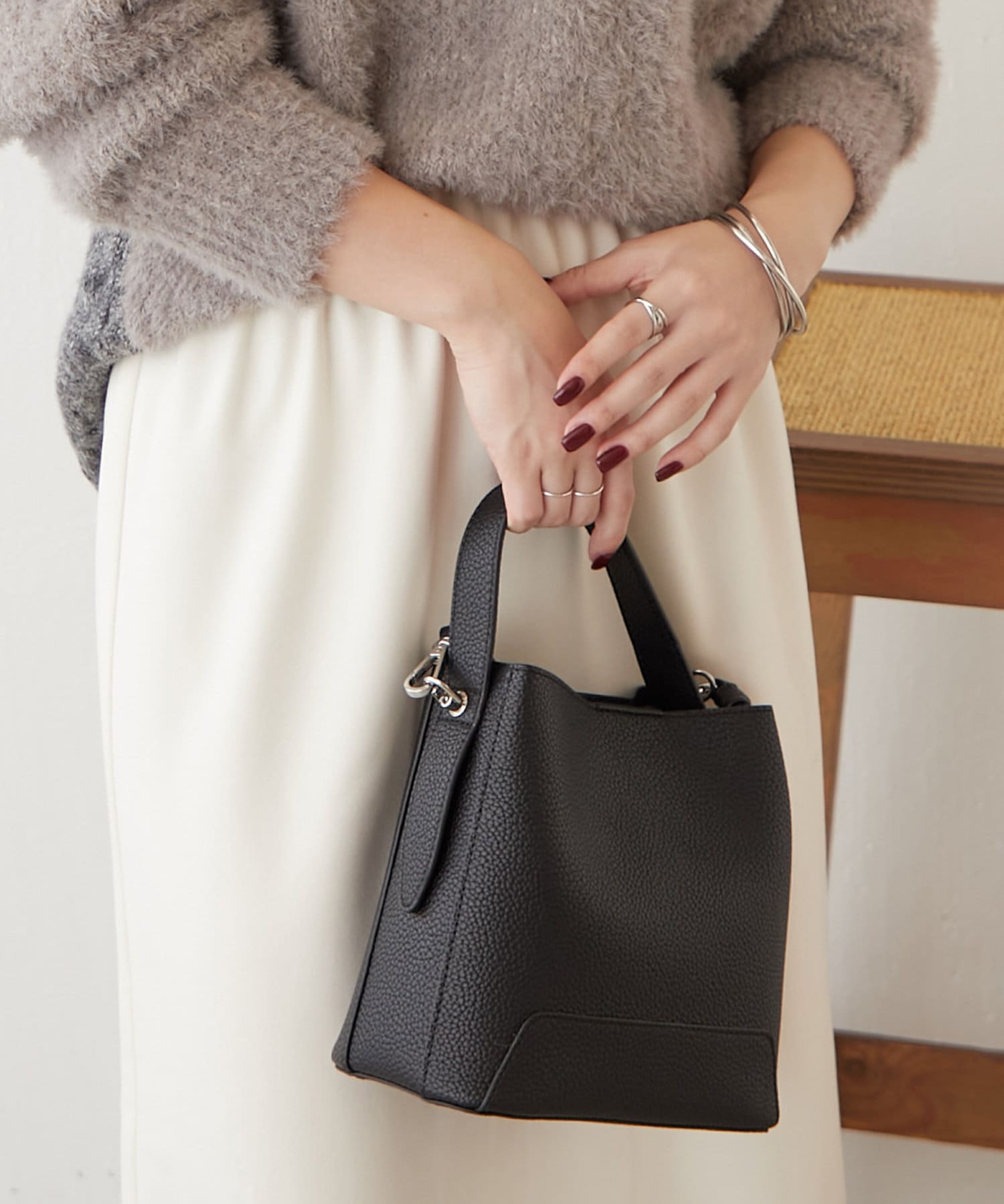 Jena　espace merveilleux(ジェナ　エスパスメルヴェイユ) シボミニバケットバッグ