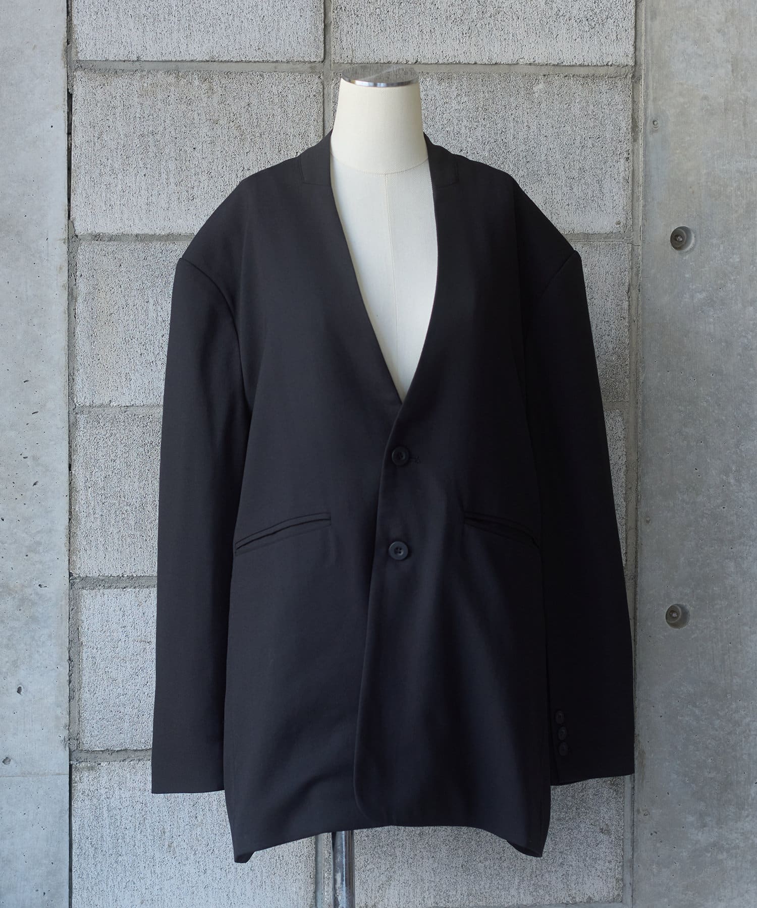 Pasterip(パセリ) Wool collarless dad jacket