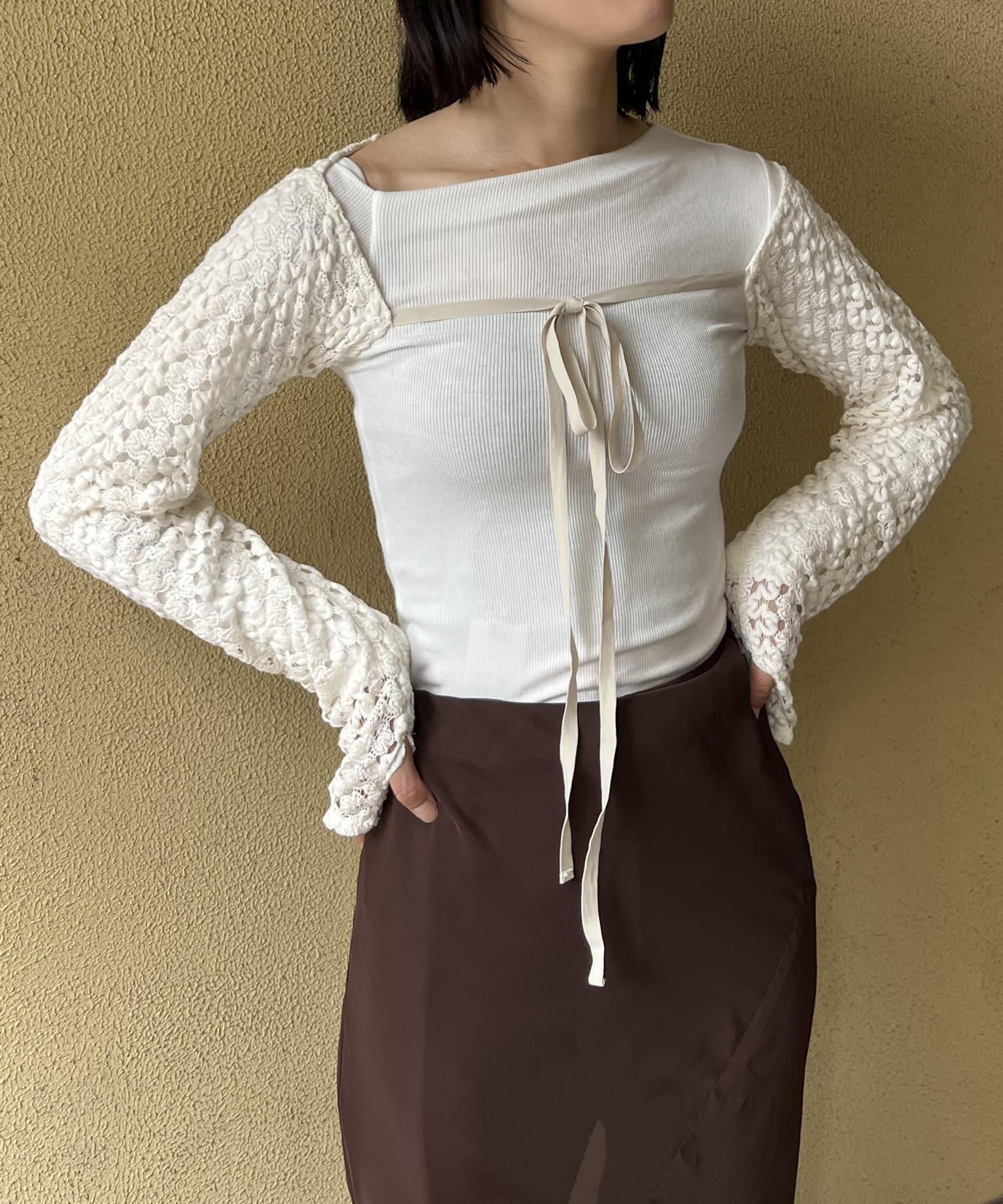 Pasterip(パセリ) レディース Crochet lace arm cover bolero アイボリー