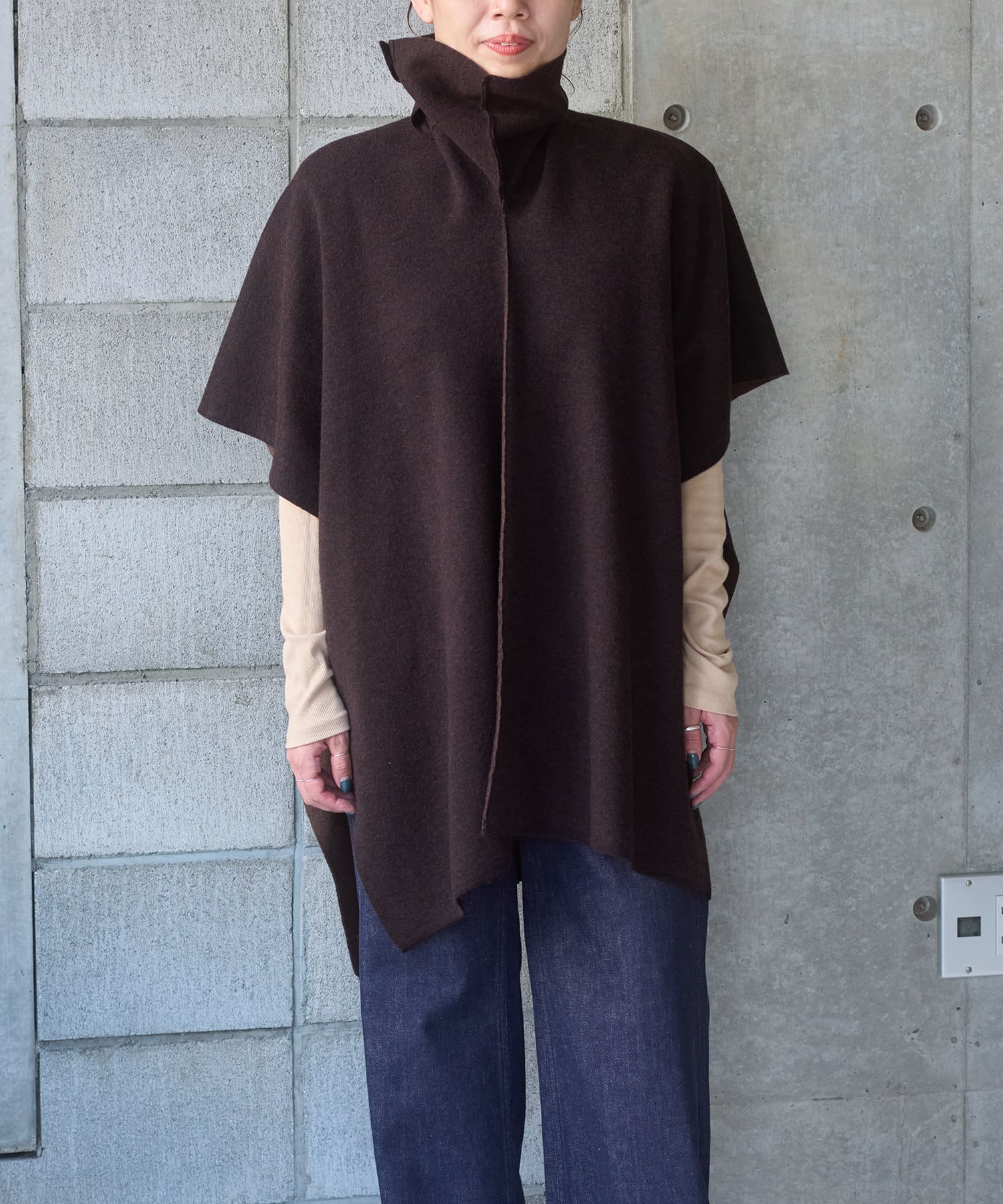 Pasterip(パセリ) レディース Double face design poncho ブラウン