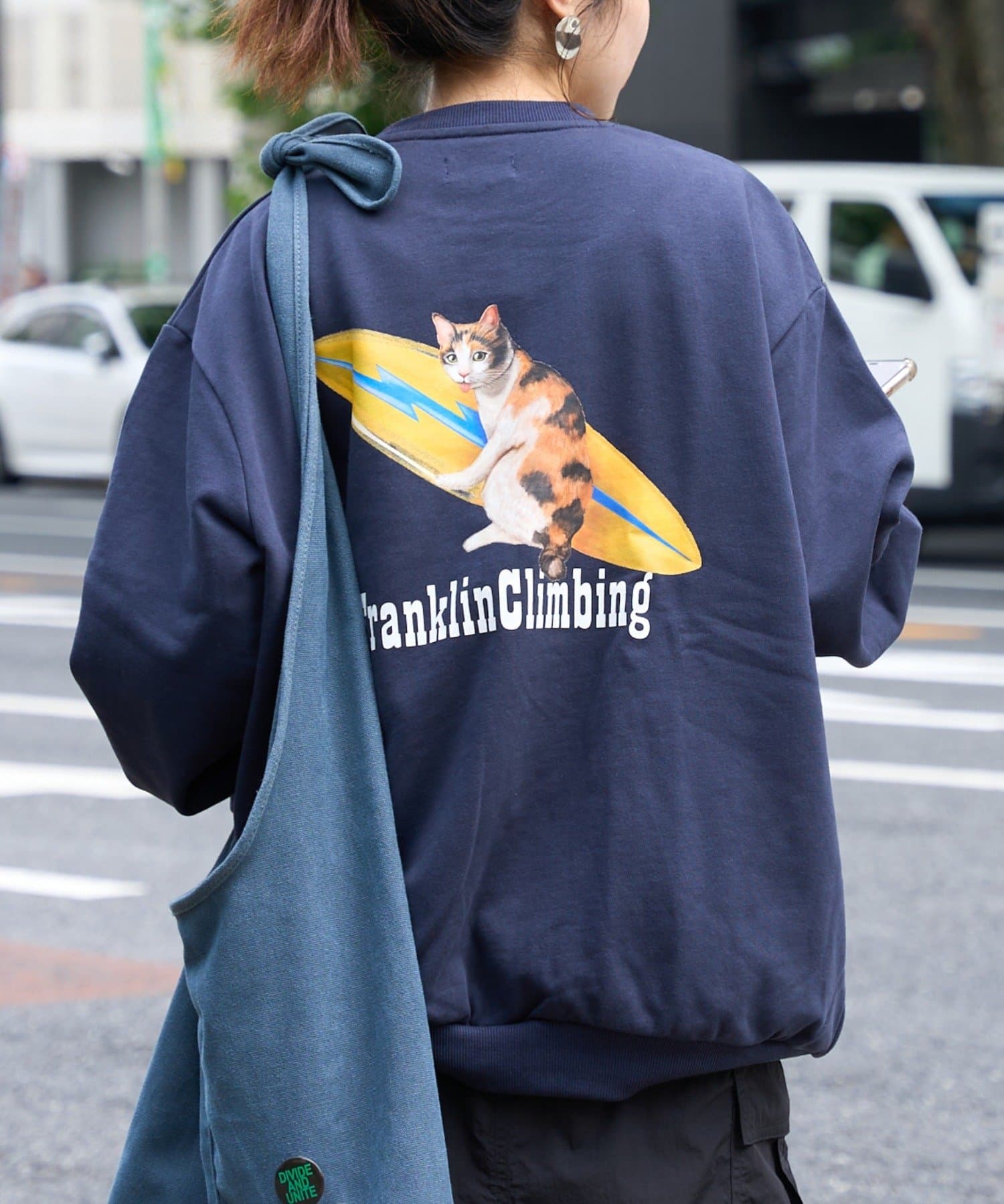 CIAOPANIC TYPY(チャオパニックティピー) レディース 【Franklin Climbing】キャット＆サーフ スウェット ネイビー