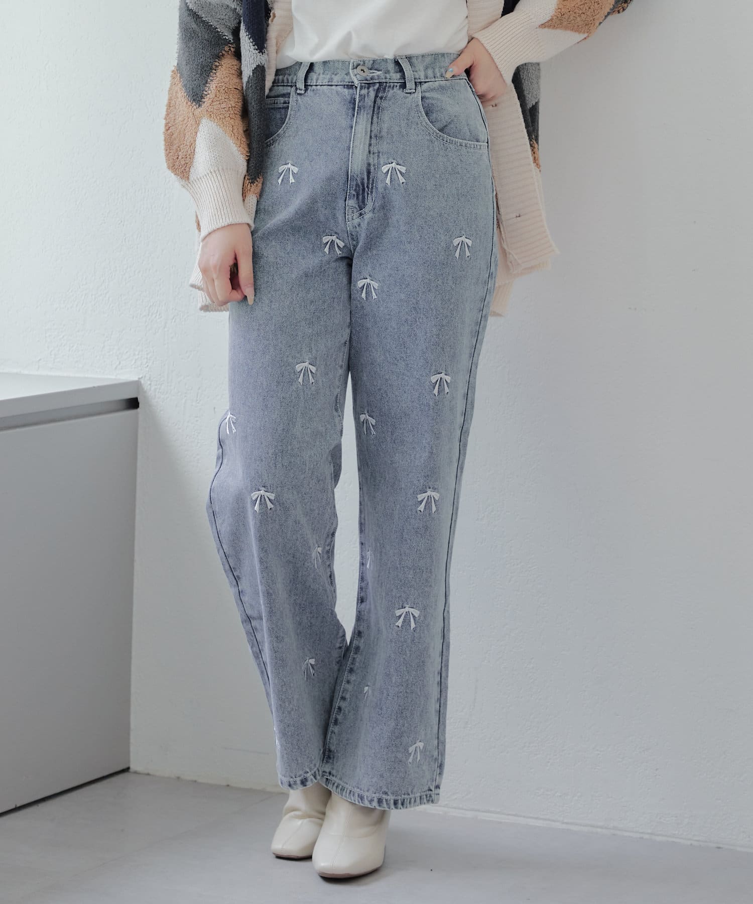 犬服ハンドメイド♡刺繍フリース*デニムリボン刺繍 リボン刺繍デニムPT | Remind me and forever(リマインドミーアンド