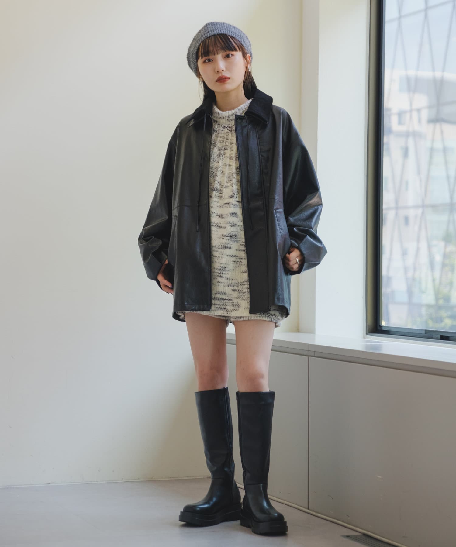 OUTLET(アウトレット) 【Kastane】BACKオープンメランジニット