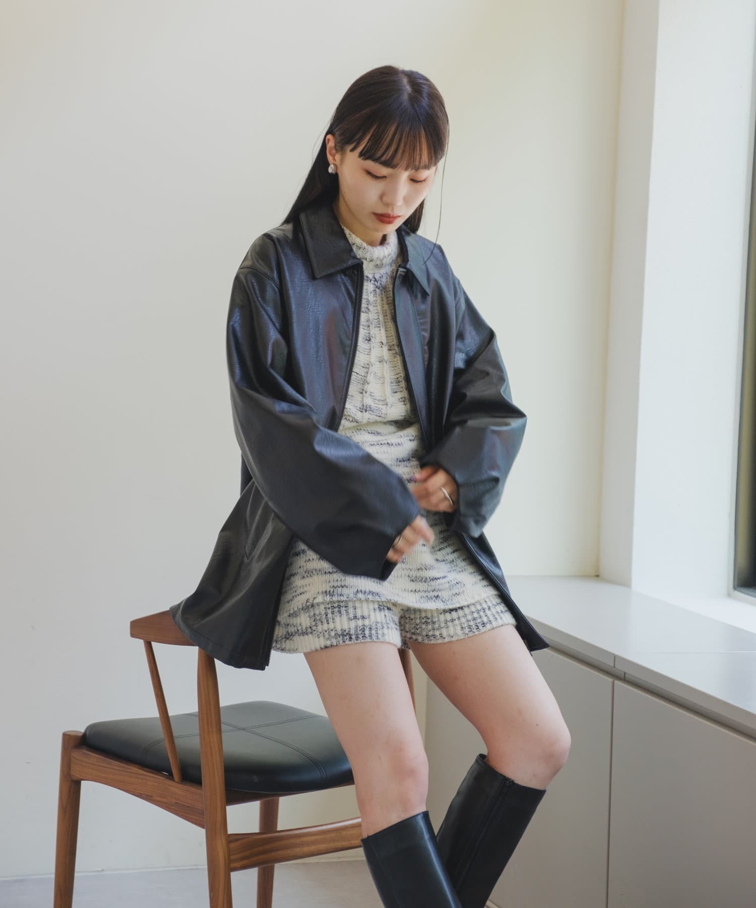 OUTLET(アウトレット) 【Kastane】BACKオープンメランジニット