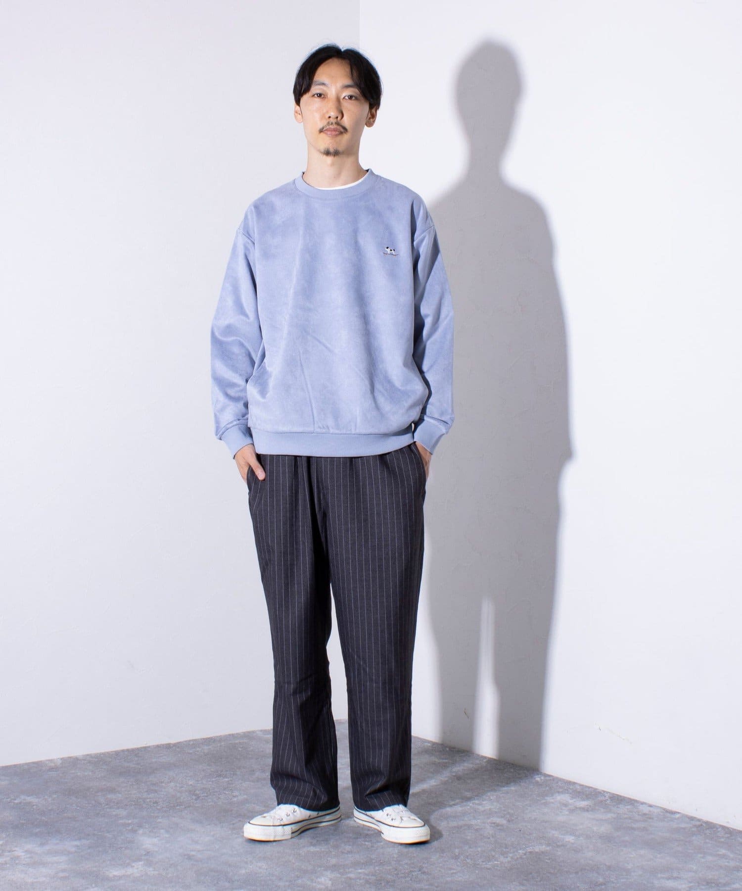 GLOSTER】フレンチブルドッグ刺繍 裏起毛 プルオーバースウェット
