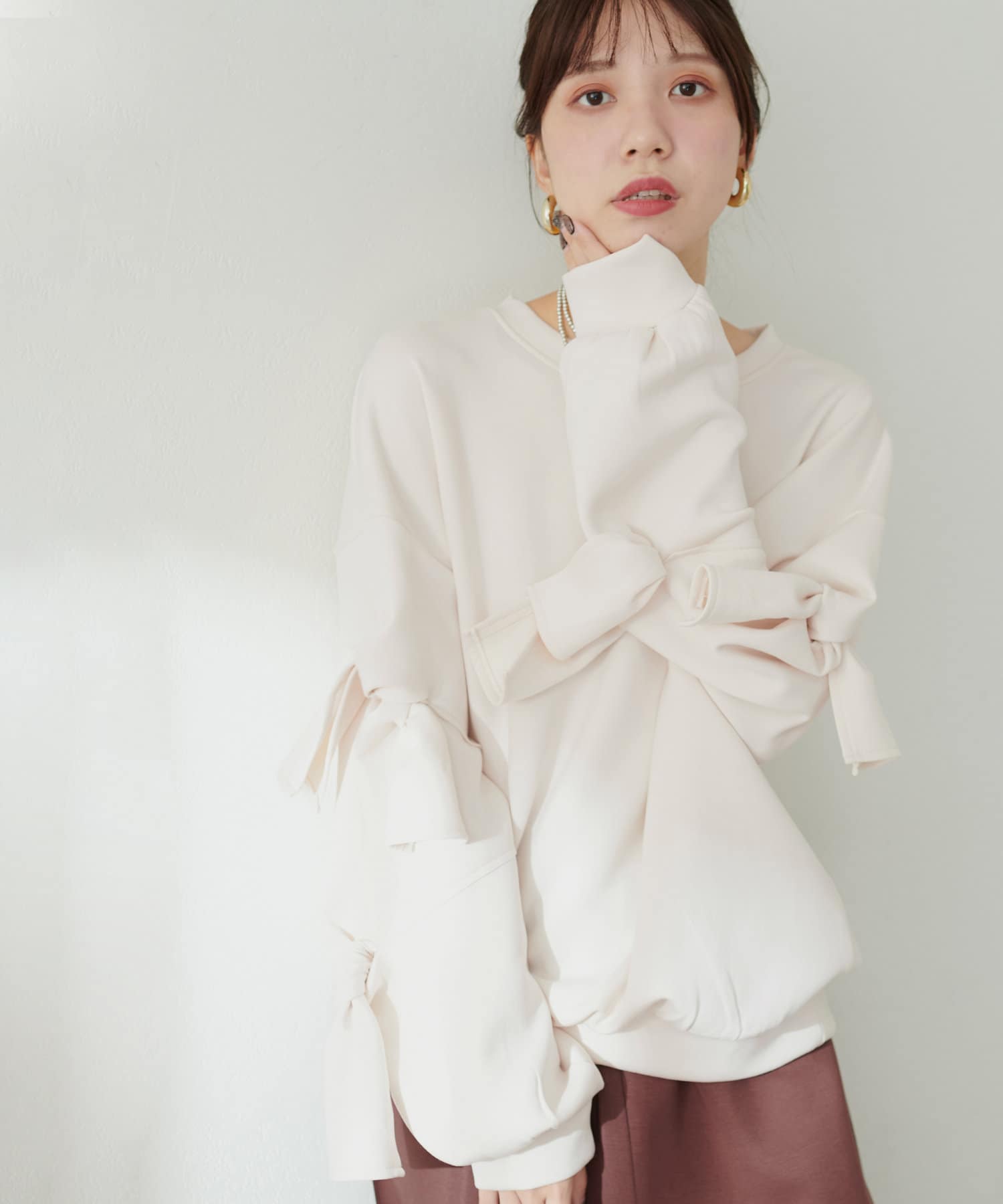 袖リボンダンボールプルオーバー | natural couture(ナチュラル
