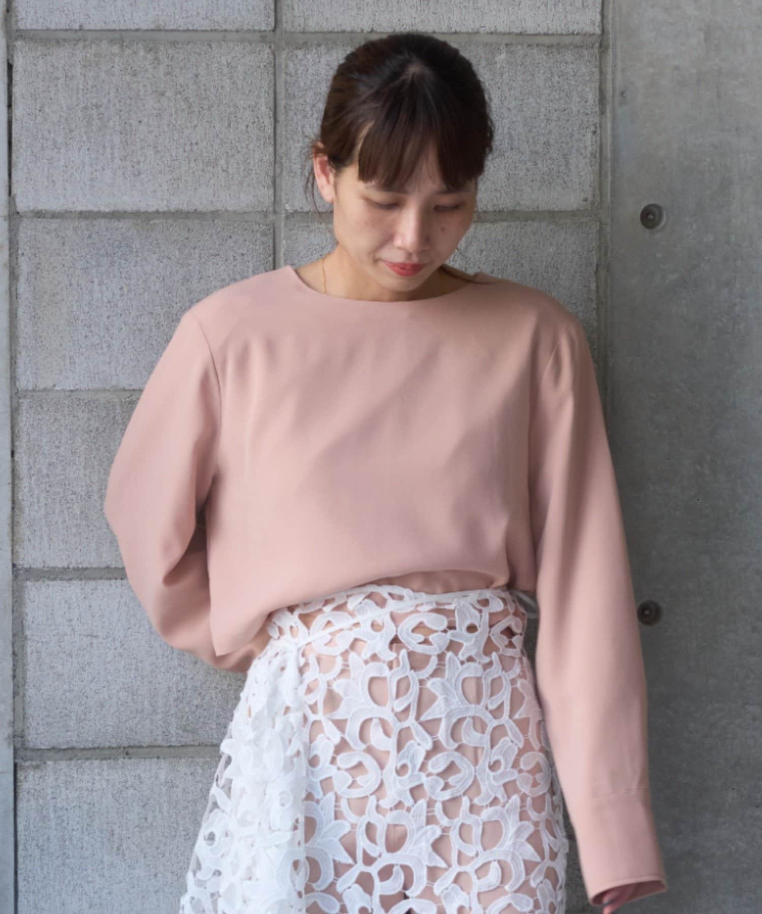 Pasterip(パセリ) Acetate power shoulder top