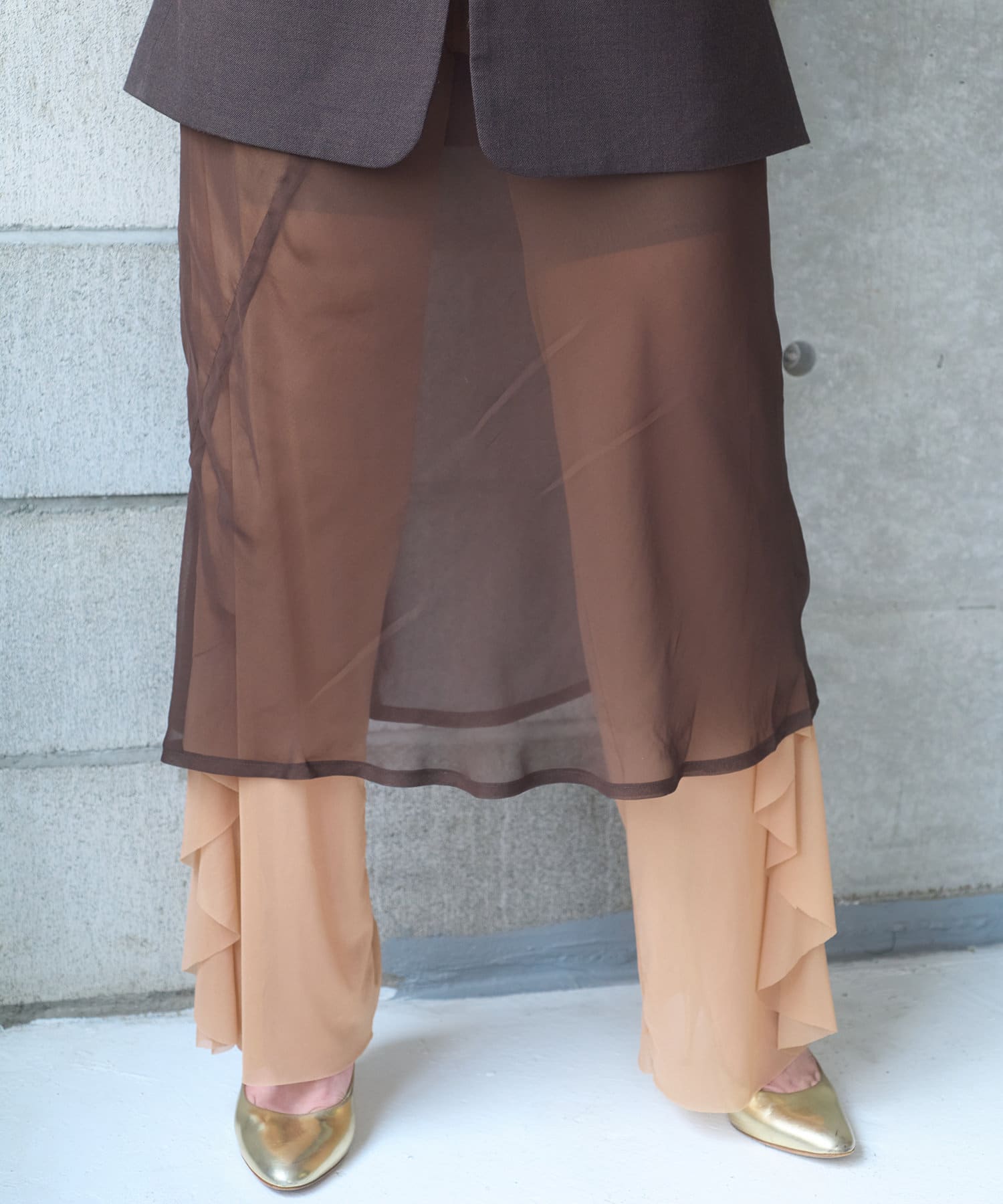 Pasterip(パセリ) レディース Raffle sheer pants ピンクベージュ