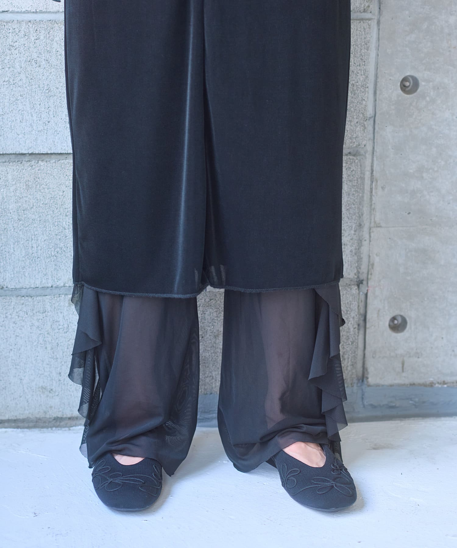 Pasterip(パセリ) レディース Raffle sheer pants ブラック