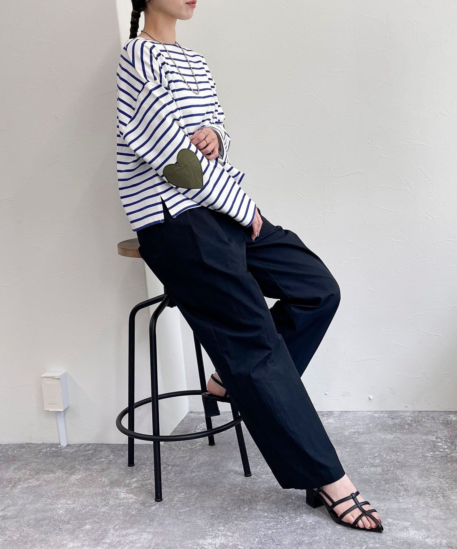 ボーダーハートパッチクロップドロンTシャツ | FREDY & GLOSTER