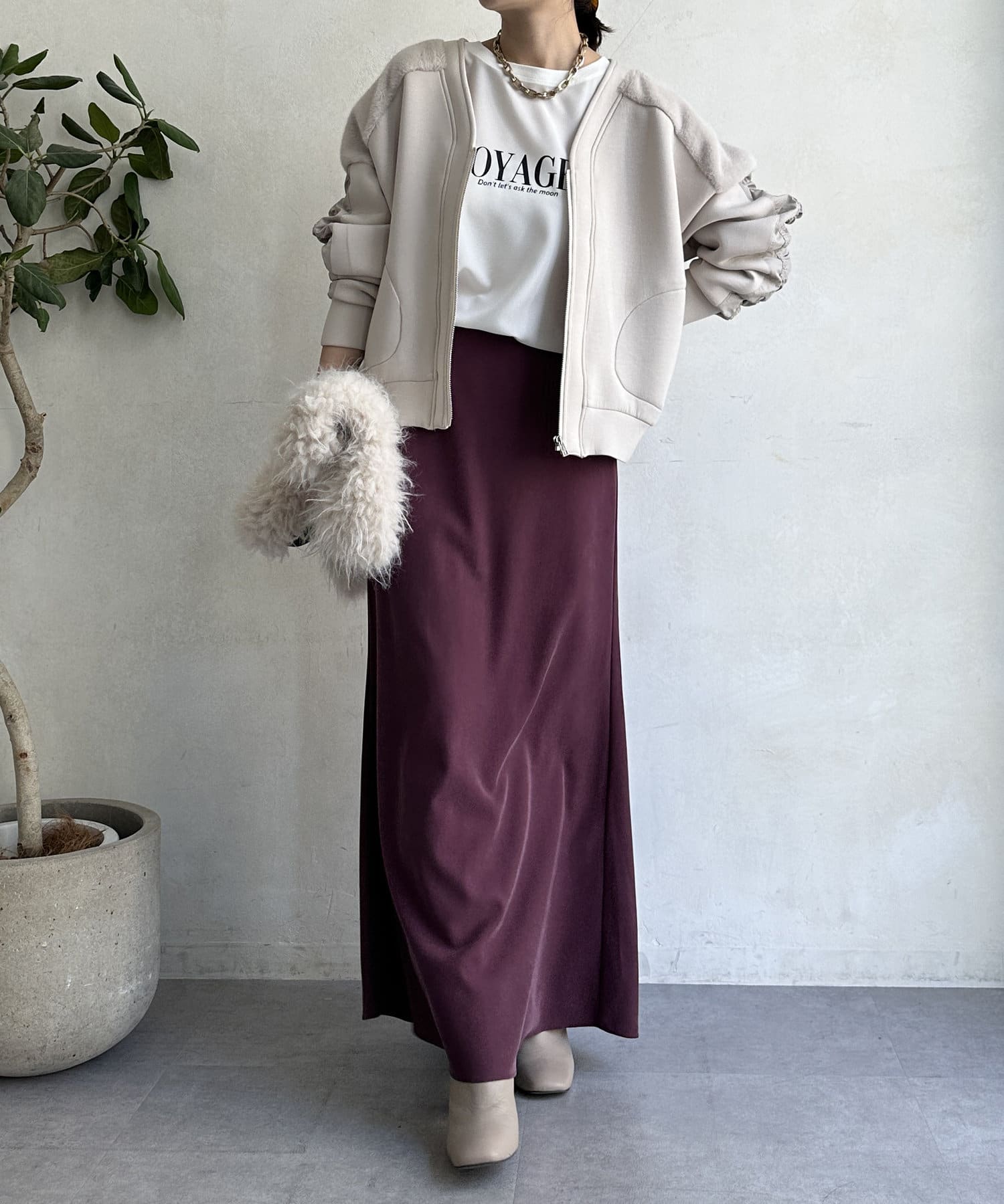 【美品】 DOUDOU 切替シャーリングブルゾン ノーカラー WEB限定】切替シャーリングブルゾン | DOUDOU(ドゥドゥ)レディース