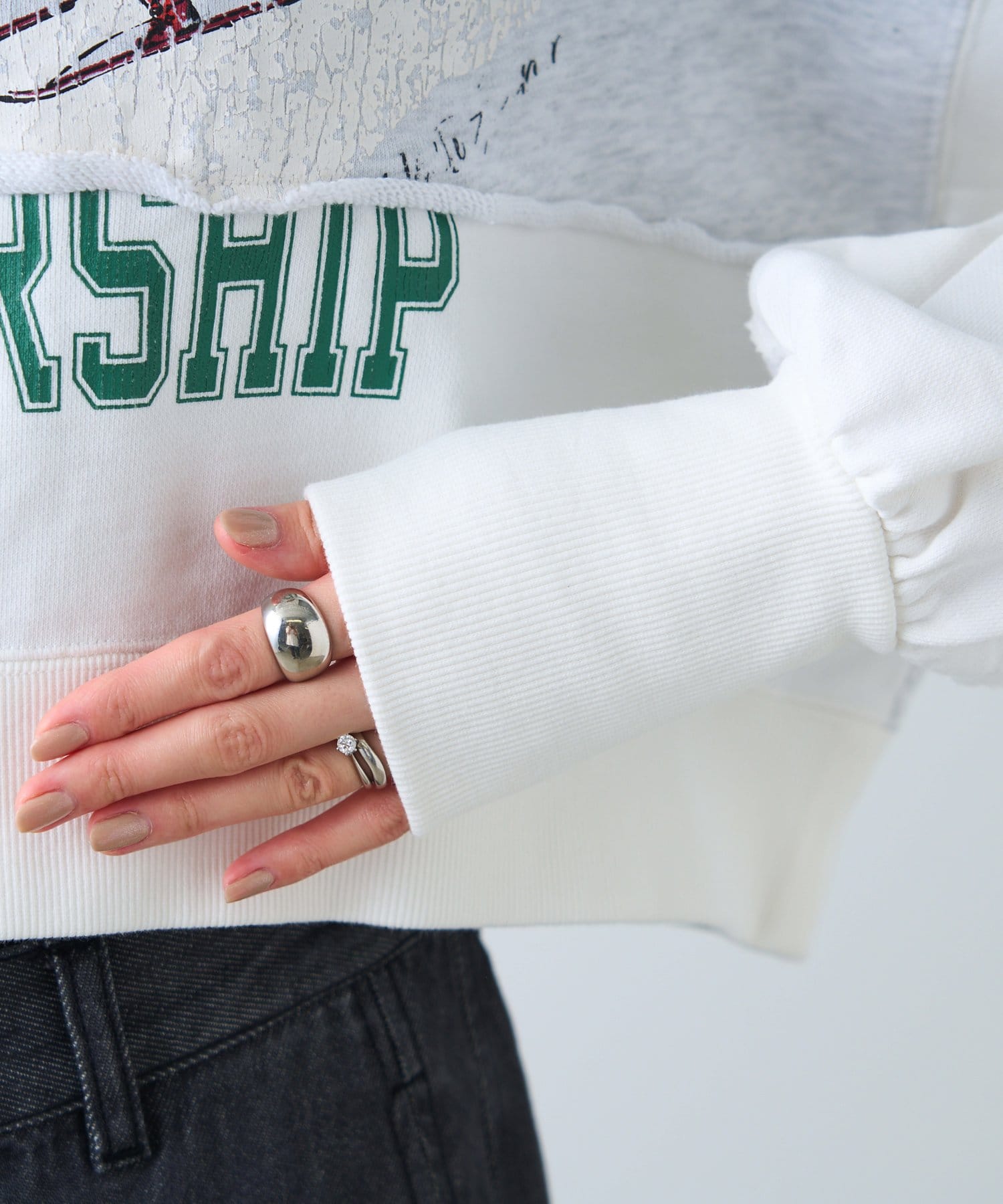 OUTLET(アウトレット) 【CIAOPANIC TYPY】リメイククロップド切り替えスウェット