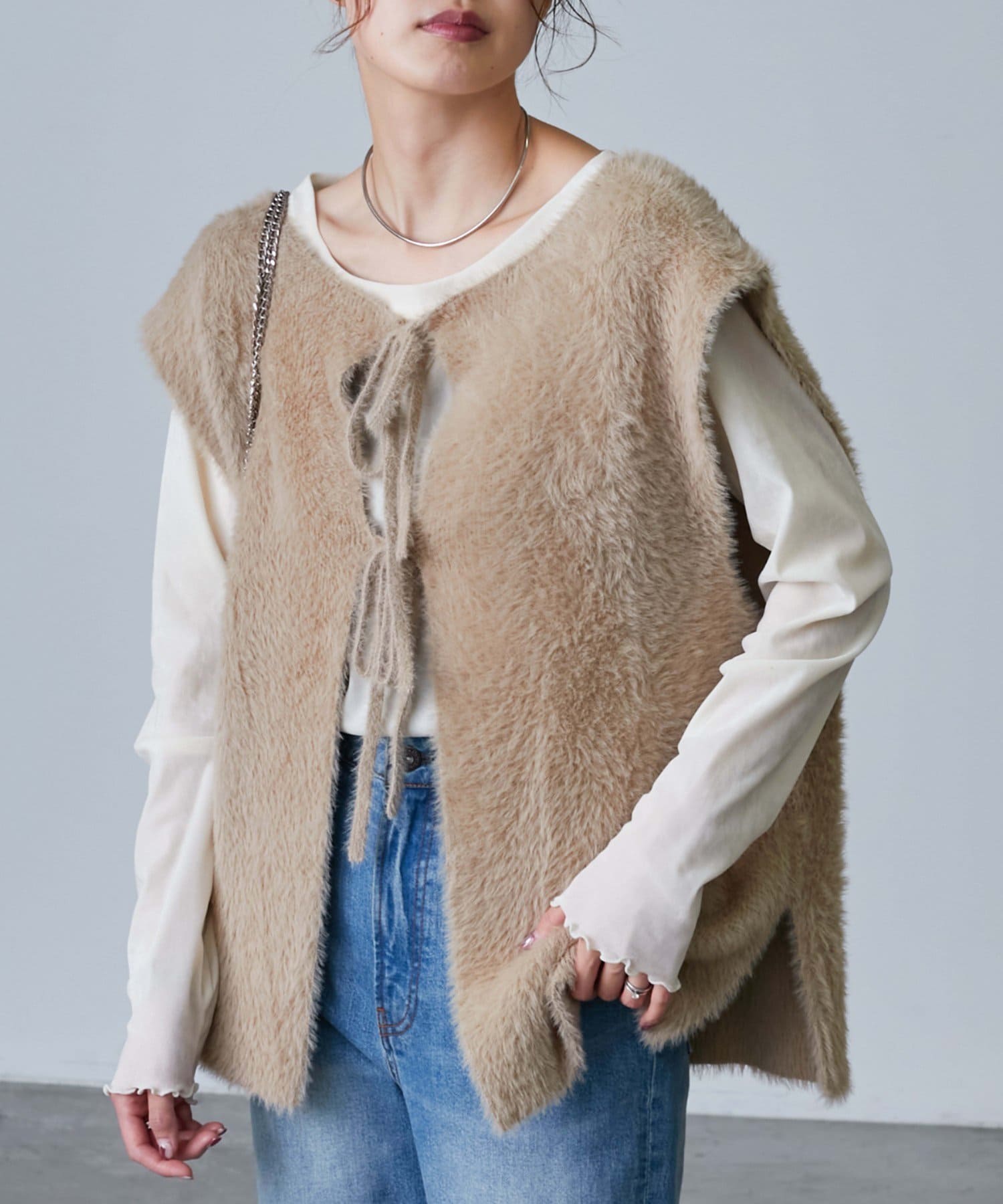 CIAOPANIC TYPY】【2WAY】エコファー紐付きベスト | OUTLET