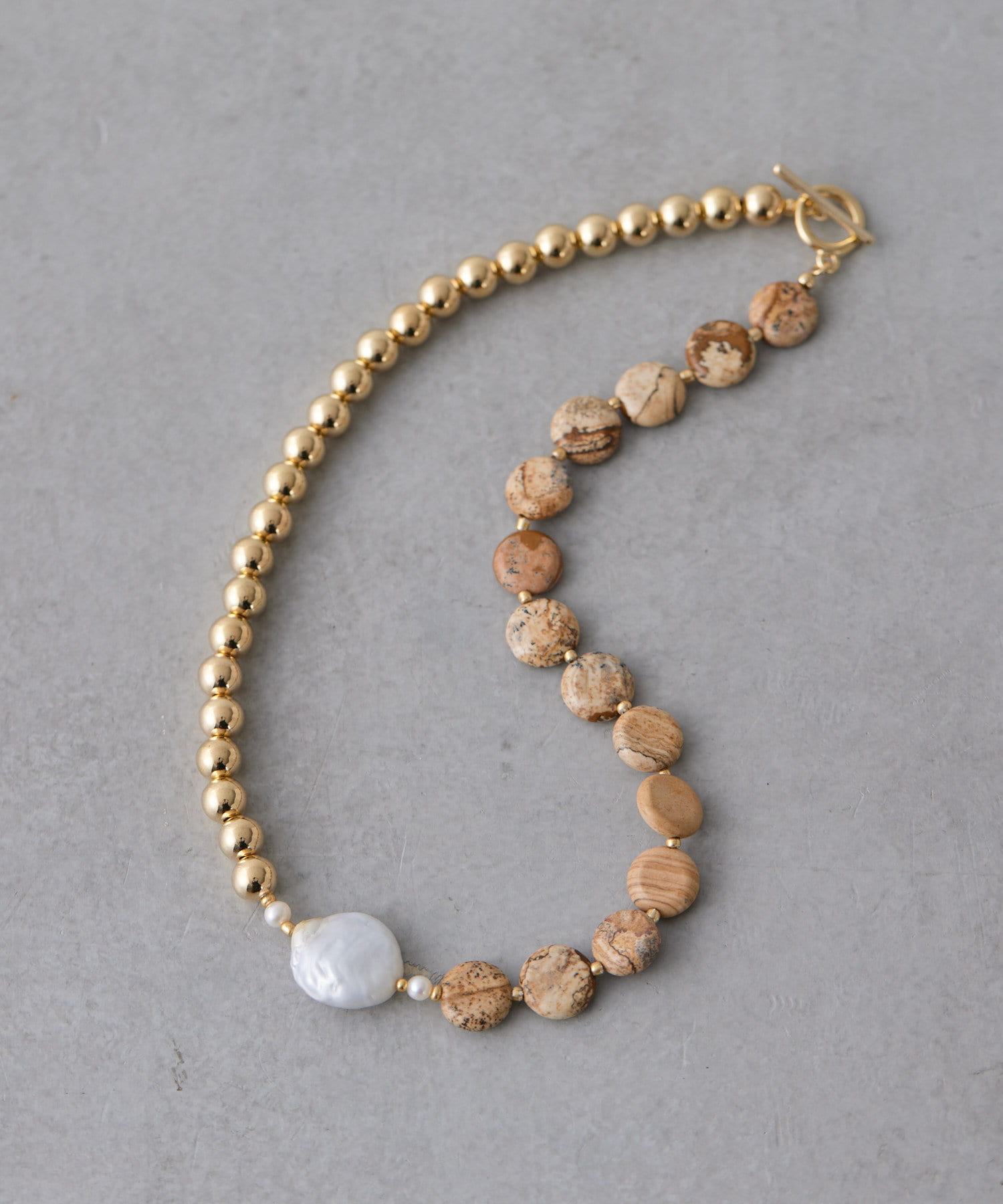 淡水パール＆天然石コンビネックレス | ear PAPILLONNER(イア パピヨネ  