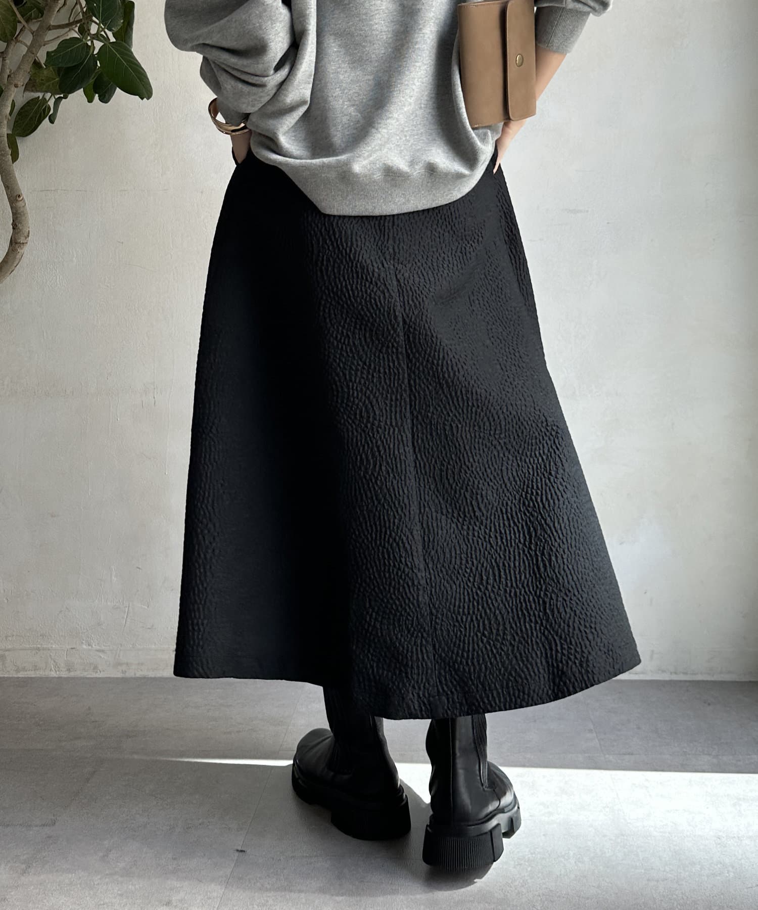 DOUDOU(ドゥドゥ) 【WEB限定】フクレジャガードフレアスアカート