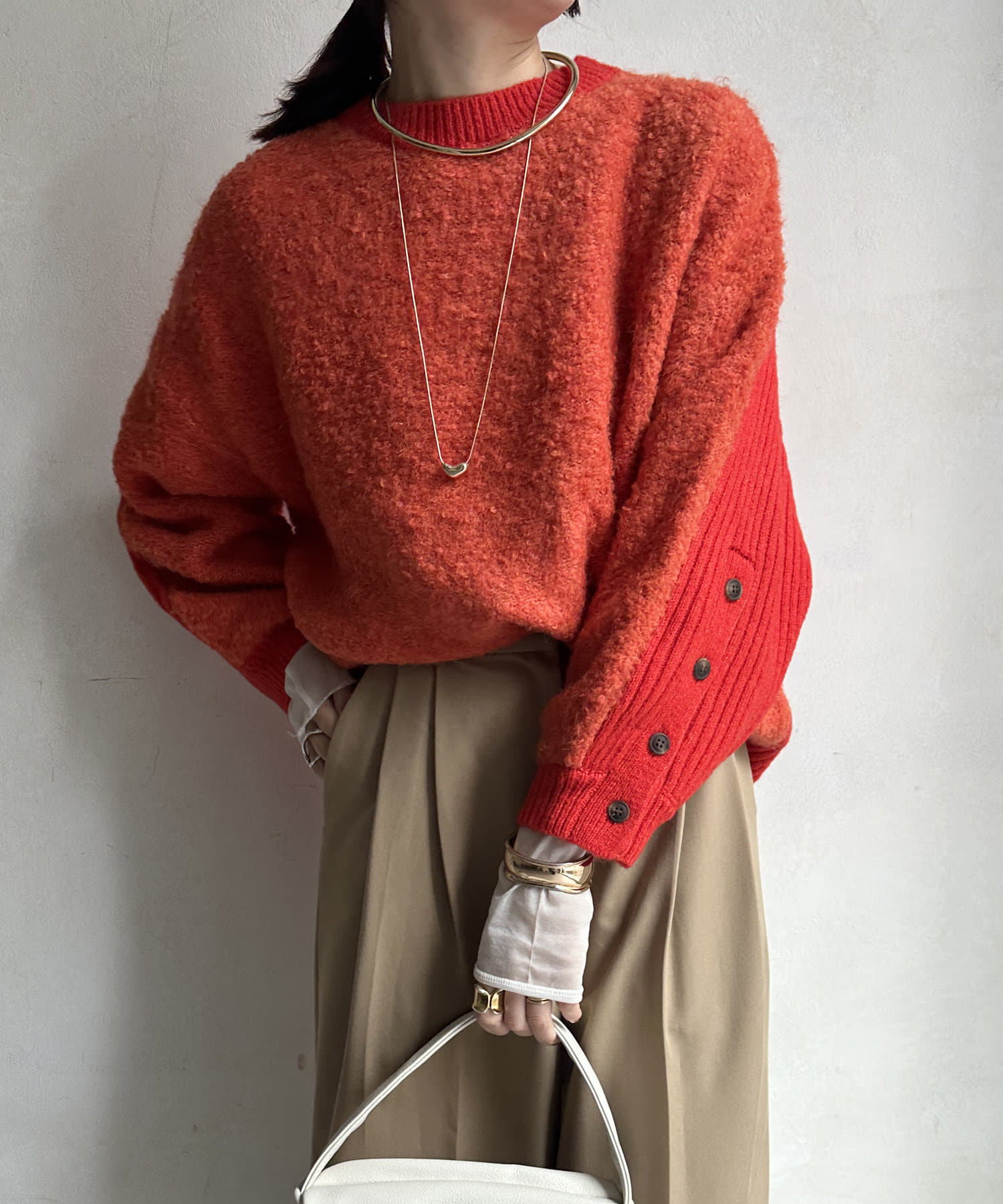 DOUDOU(ドゥドゥ) 【WEB限定】リングヤーンクルーネックプルオーバー