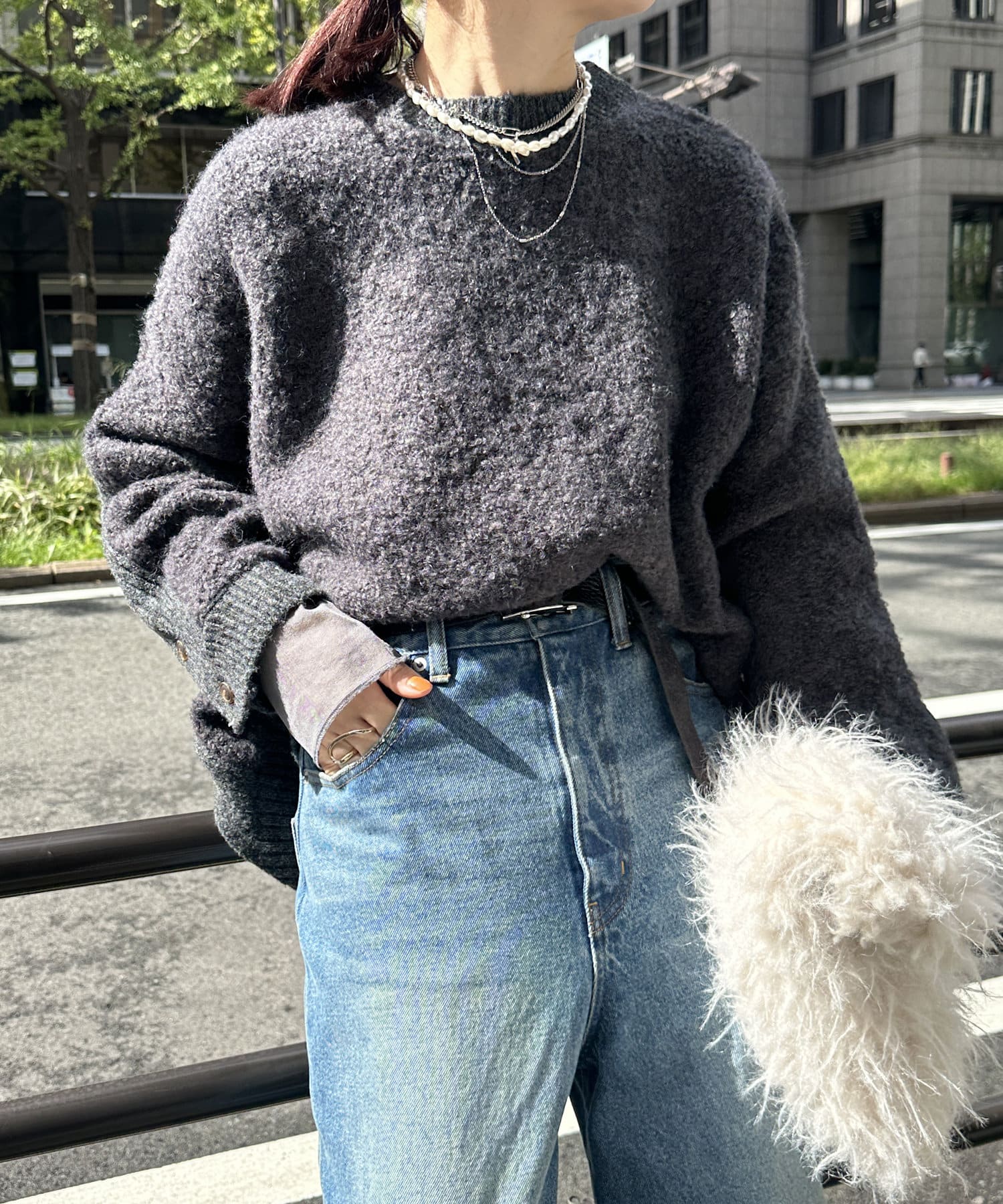 DOUDOU(ドゥドゥ) 【WEB限定】リングヤーンクルーネックプルオーバー