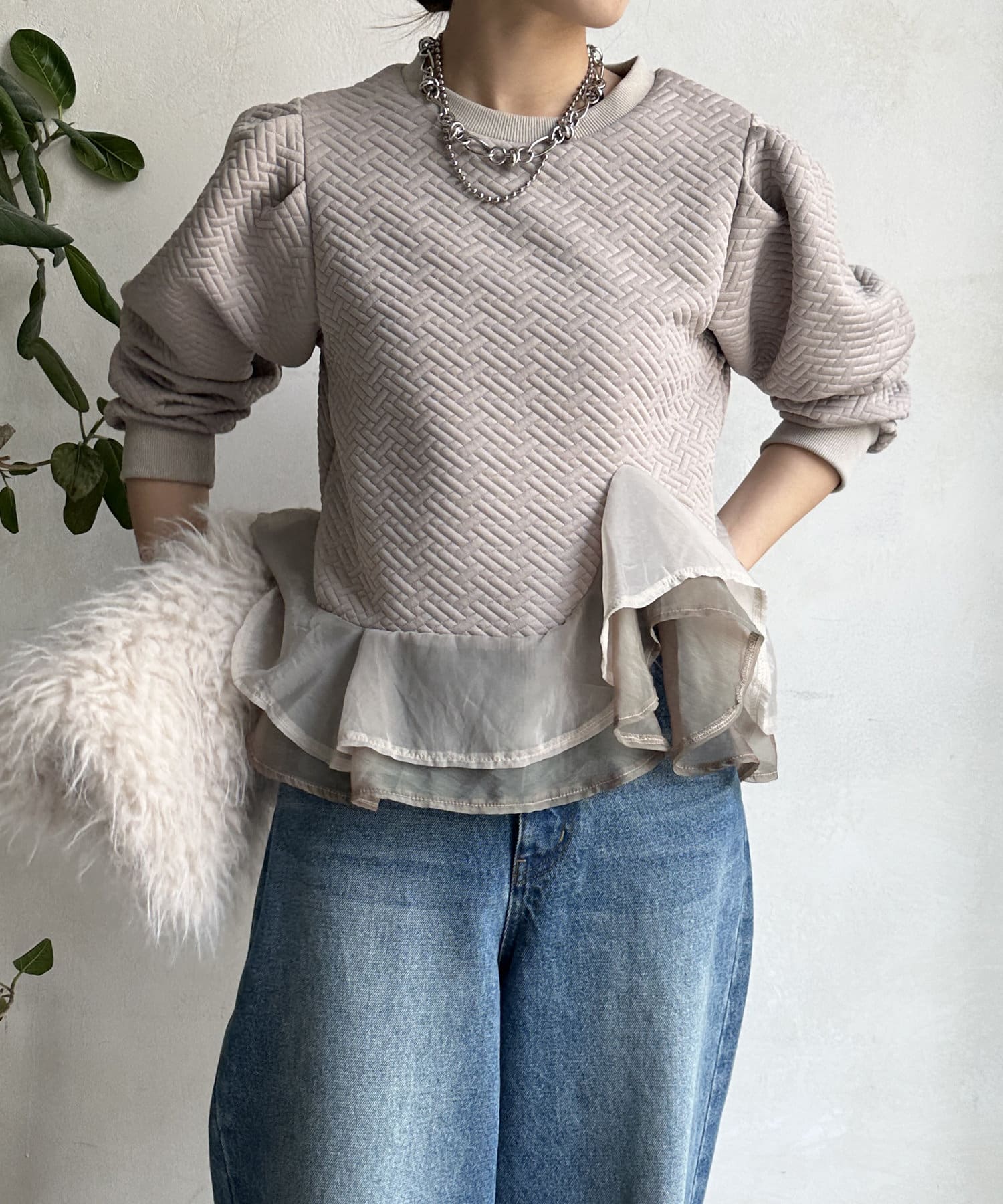 DOUDOU(ドゥドゥ) 【WEB限定】ペプラム切替トップス