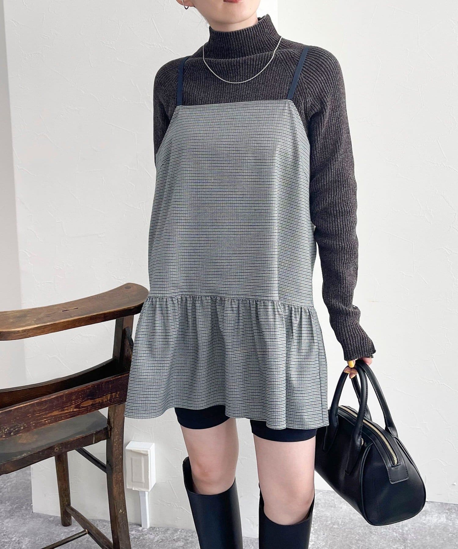 Qutie Frash カモフラレイヤードキャミワンピース 19-02-19-025t-1-OP-QU-G-YM-ZY