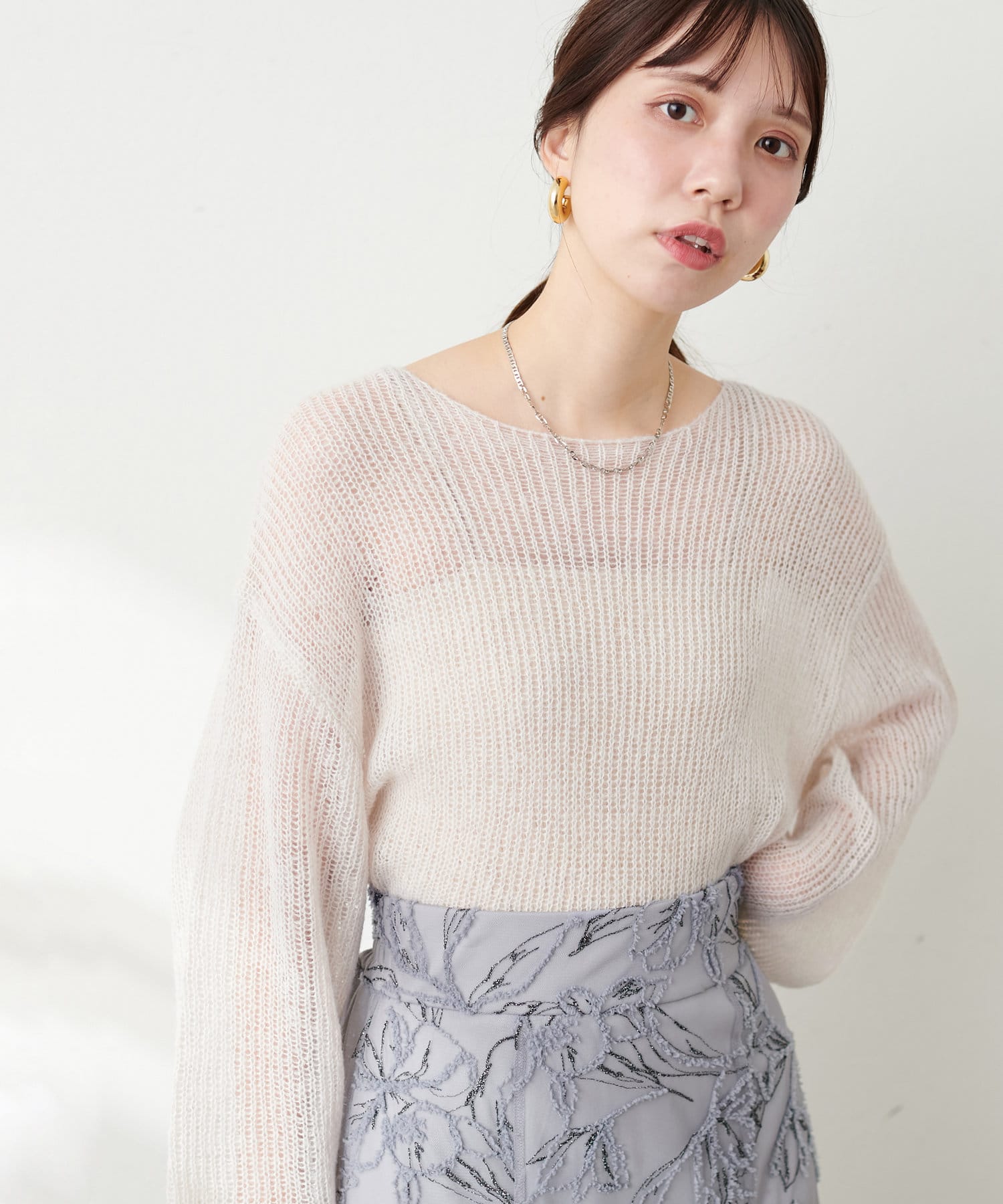 LEINWANDE Nature Camo Top モヘアニット（カラフルモヘアタッチ