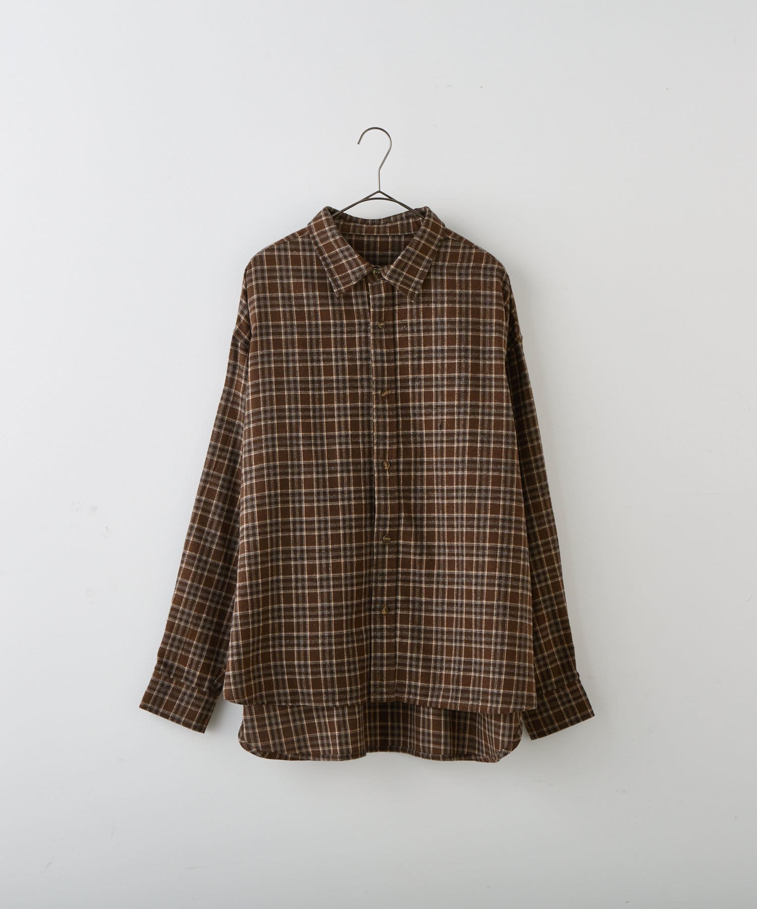 Kastane whimsic チェックシャツ ブラウン WHIMSIC】フランネルチェックレギュラーカラーシャツ | Kastane