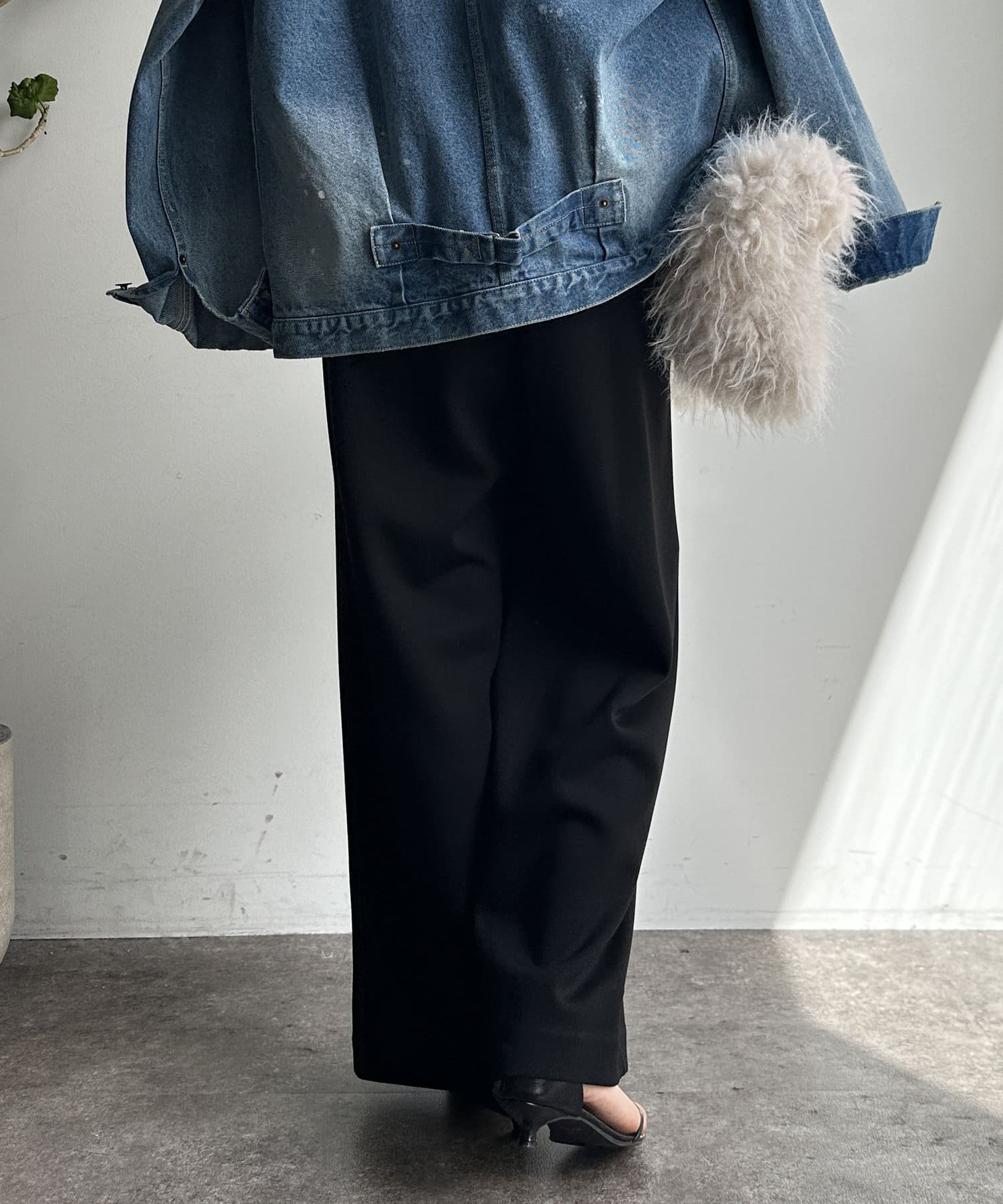 DOUDOU(ドゥドゥ) 【WEB限定】ボンディングワイドパンツ