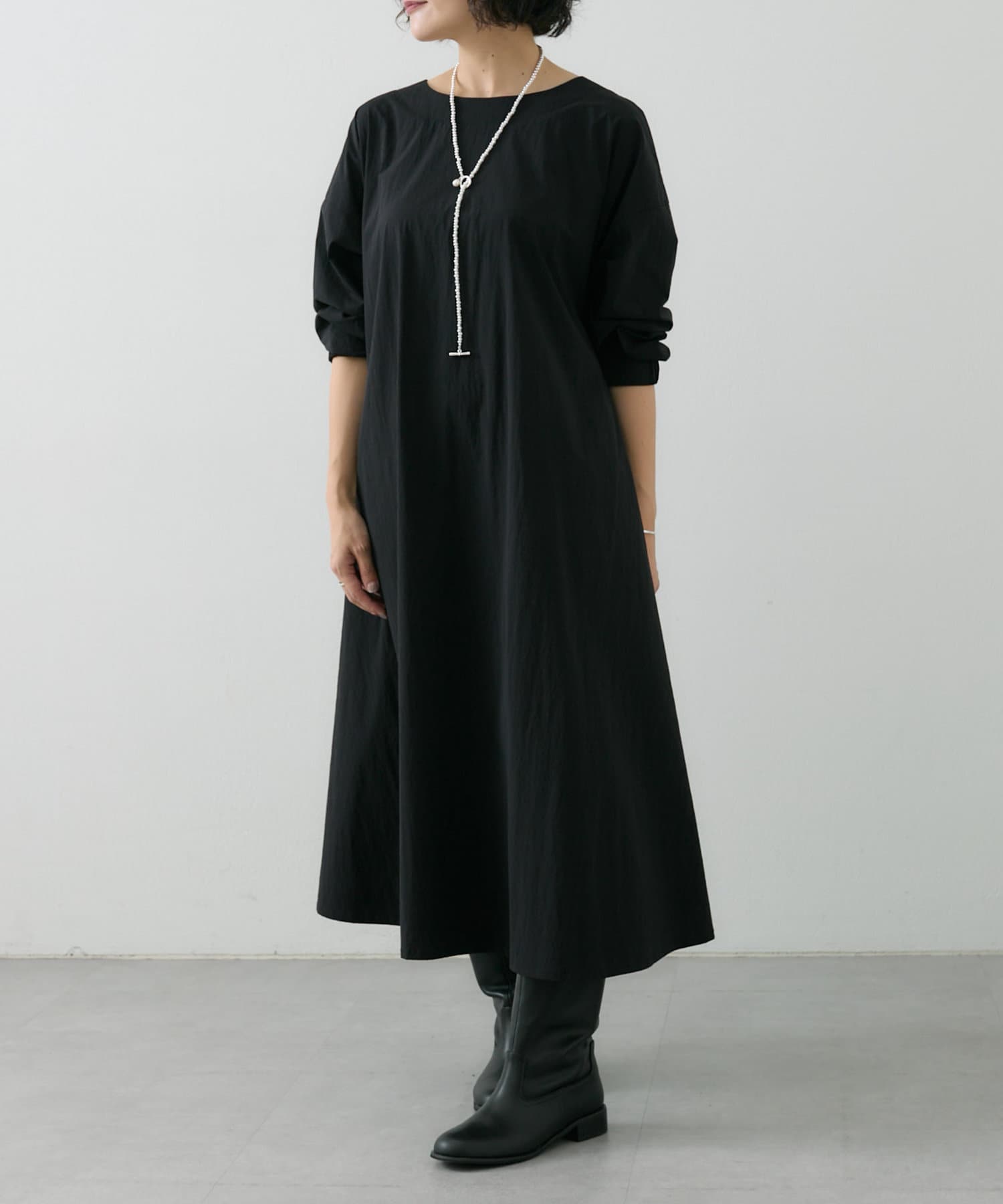 どちらを前にしても着れる!/シルエットチェンジ可》長袖前後ワンピース  
