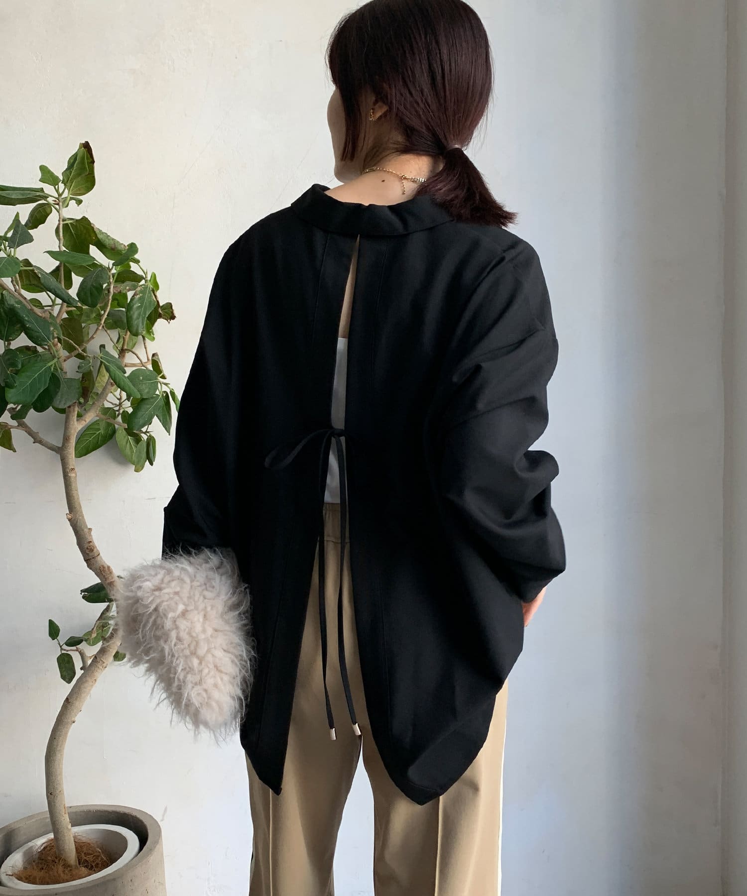 DOUDOU(ドゥドゥ) バックリボンスキッパーブラウス