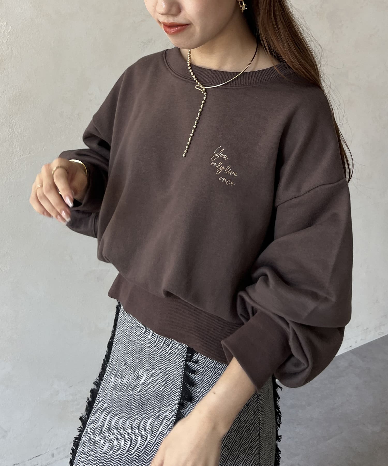 3DラインORB刺繍 レイヤード裏毛トップ 値下げ可 3DラインORB刺繍 レイヤード裏毛トップ アウトレット 価格 通販