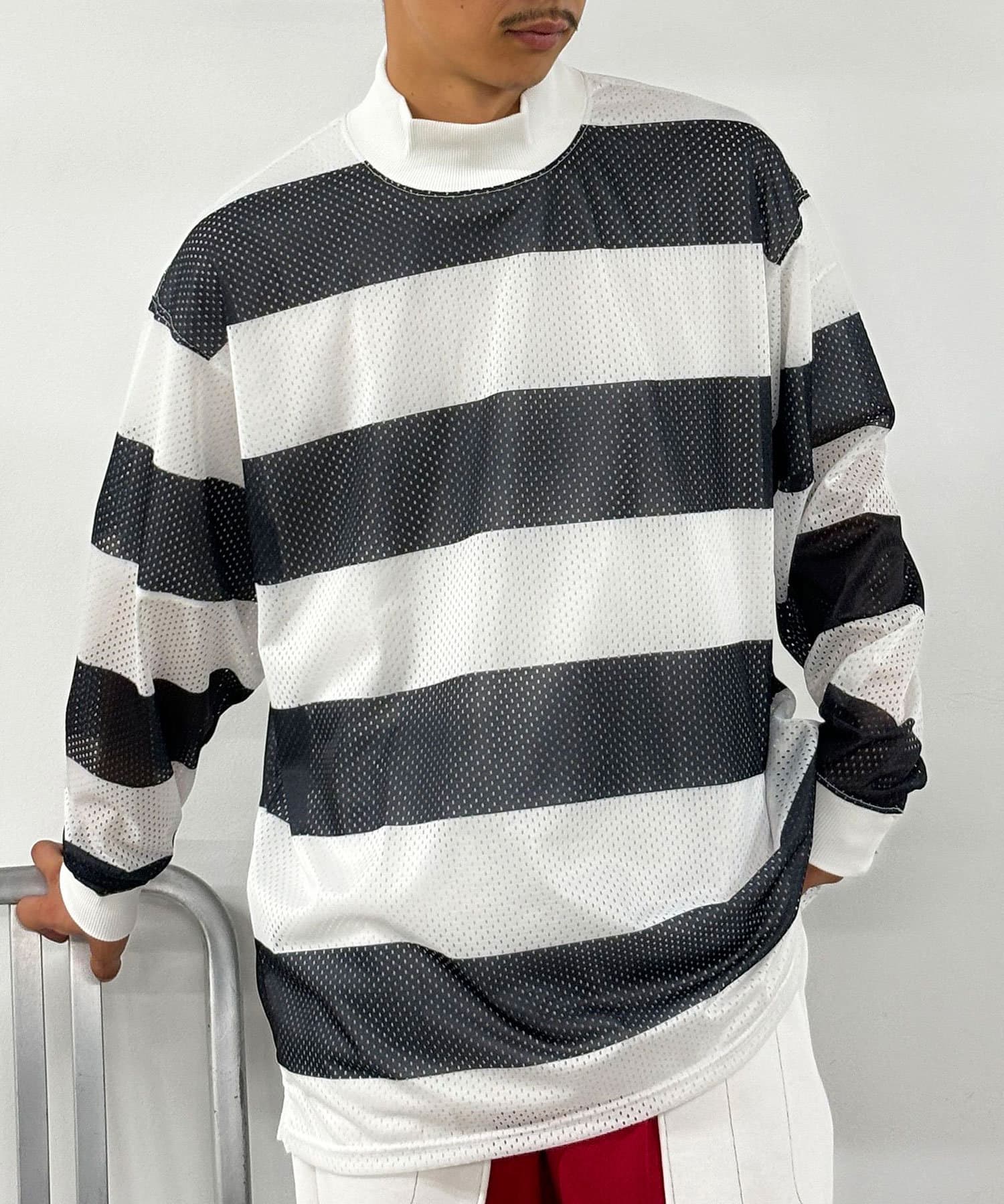 CIAOPANIC(チャオパニック) レディース 【SHIDEN/紫電】L/S MOCK NECK TEE - POLY MESH/ST. PR ブラック