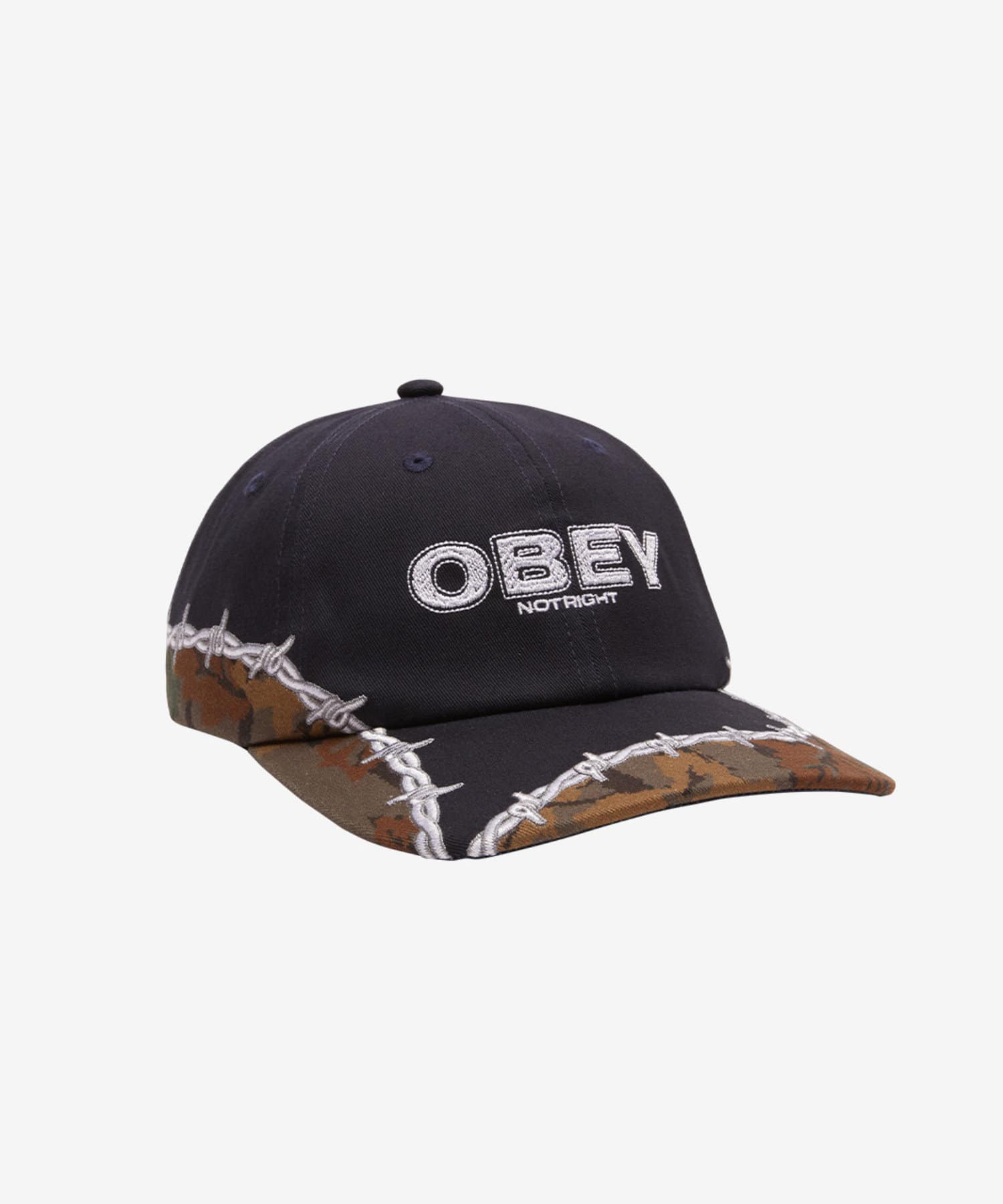 WHO'S WHO gallery(フーズフーギャラリー) メンズ 【OBEY】NOT RIGHT 6 PANEL VELCRO BACK ネイビー